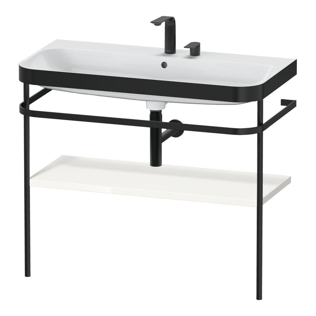 Duravit Happy D.2 – Βάση Νιπτήρα – 975 mm, με νιπτήρα, νιπτήρας κέντρο, σώμα White High Gloss, έκδοση E – White High Gloss, Decor (HP4738E2222)