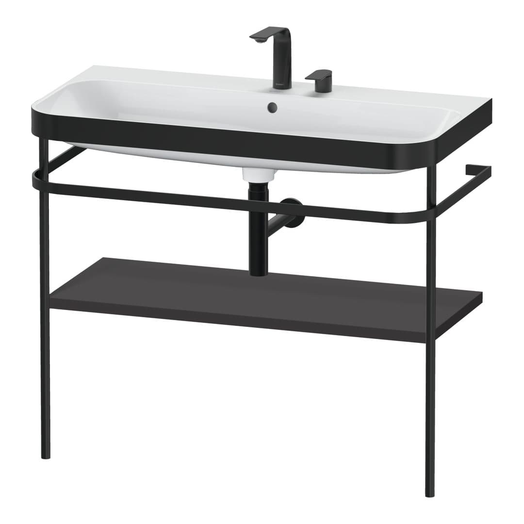 Duravit Happy D.2 – Βάση Νιπτήρα – 975 mm, με νιπτήρα, νιπτήρας κέντρο, σώμα Graphite Super Matt, έκδοση E – Graphite Super Matt, Decor (HP4738E8080)
