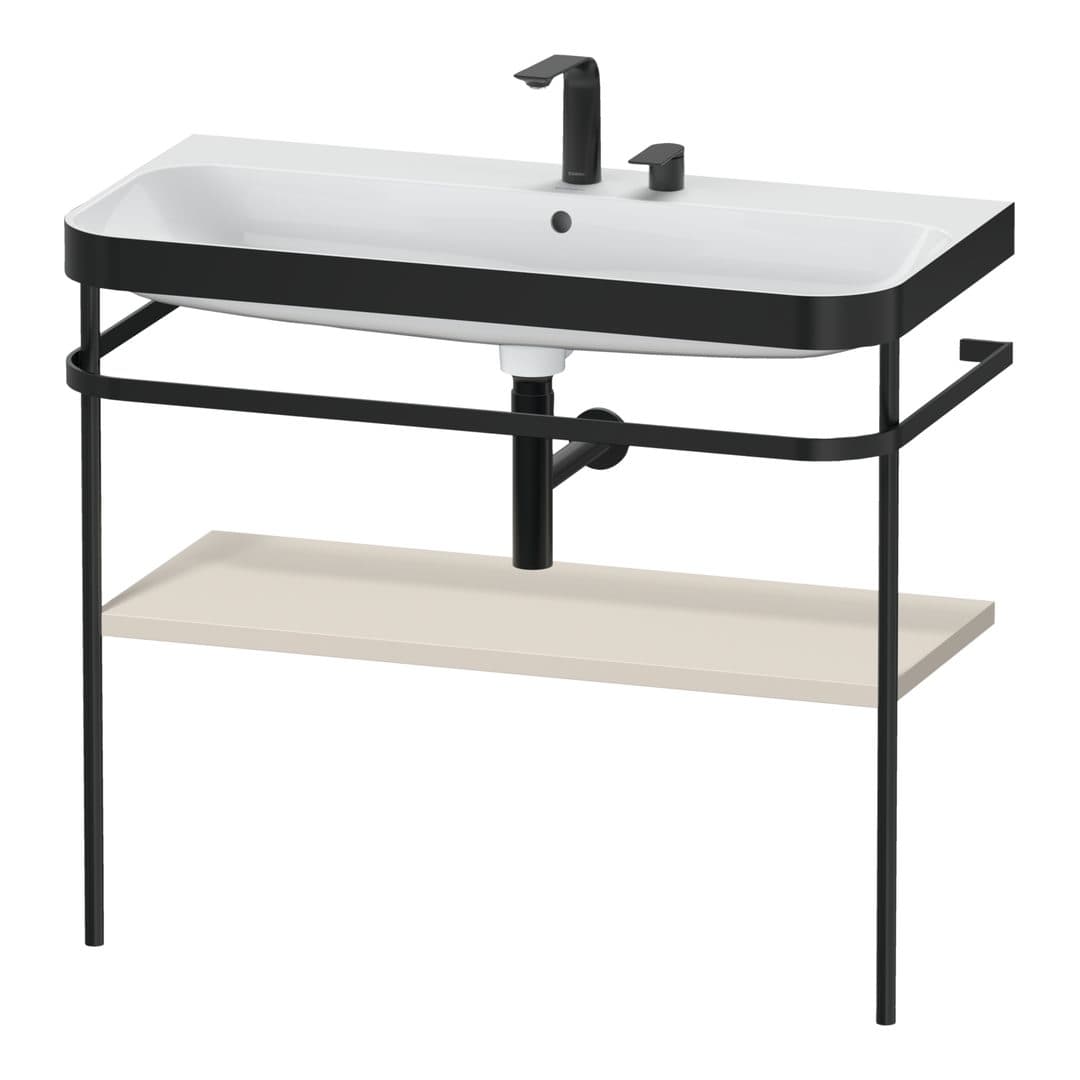 Duravit Happy D.2 – Βάση Νιπτήρα – 975 mm, με νιπτήρα, νιπτήρας κέντρο, σώμα Taupe Super Matt, έκδοση E – Taupe Super Matt, Decor (HP4738E8383)