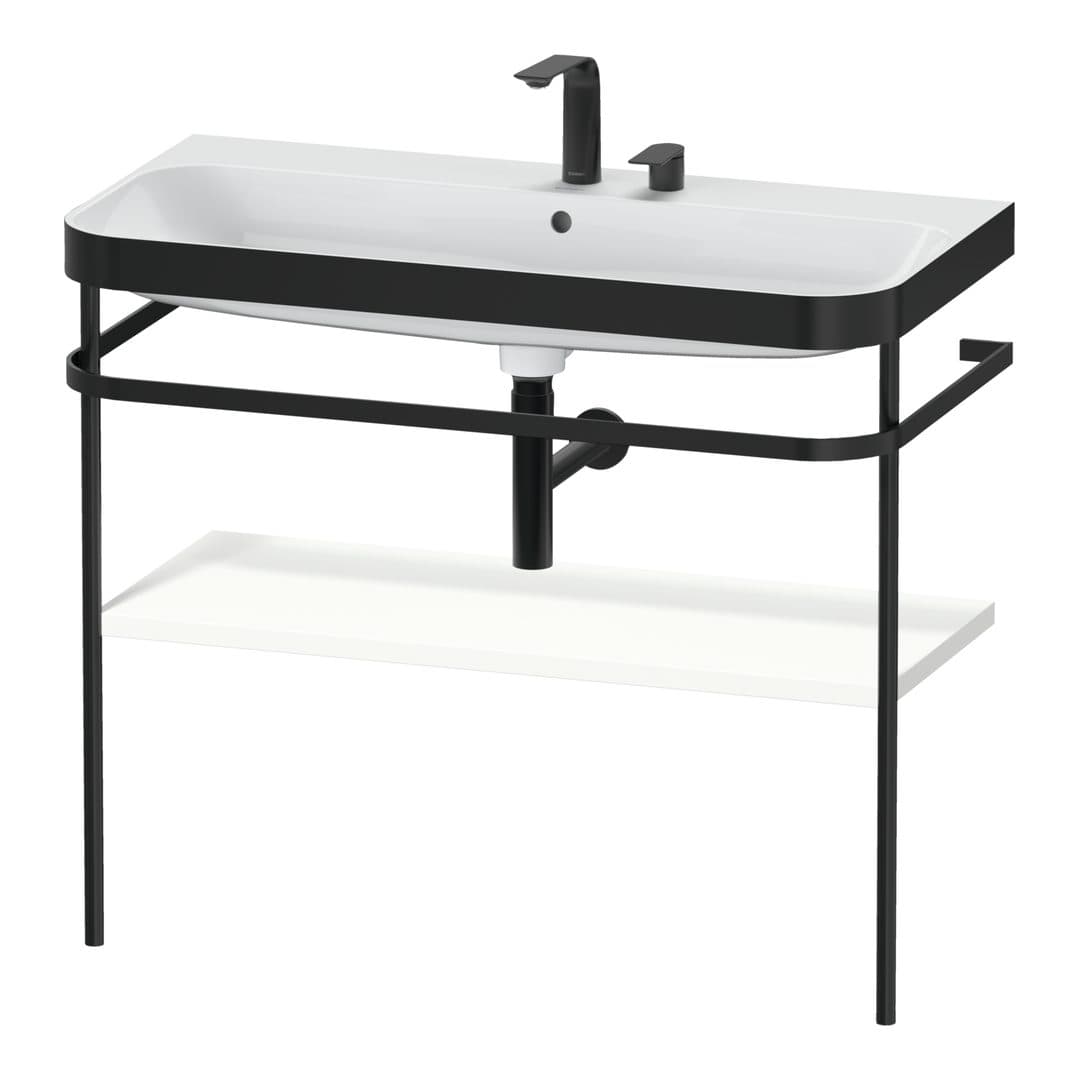 Duravit Happy D.2 – Βάση Νιπτήρα – 975 mm, με νιπτήρα, νιπτήρας κέντρο, σώμα White Super Matt, έκδοση E – White Super Matt, Decor (HP4738E8484)