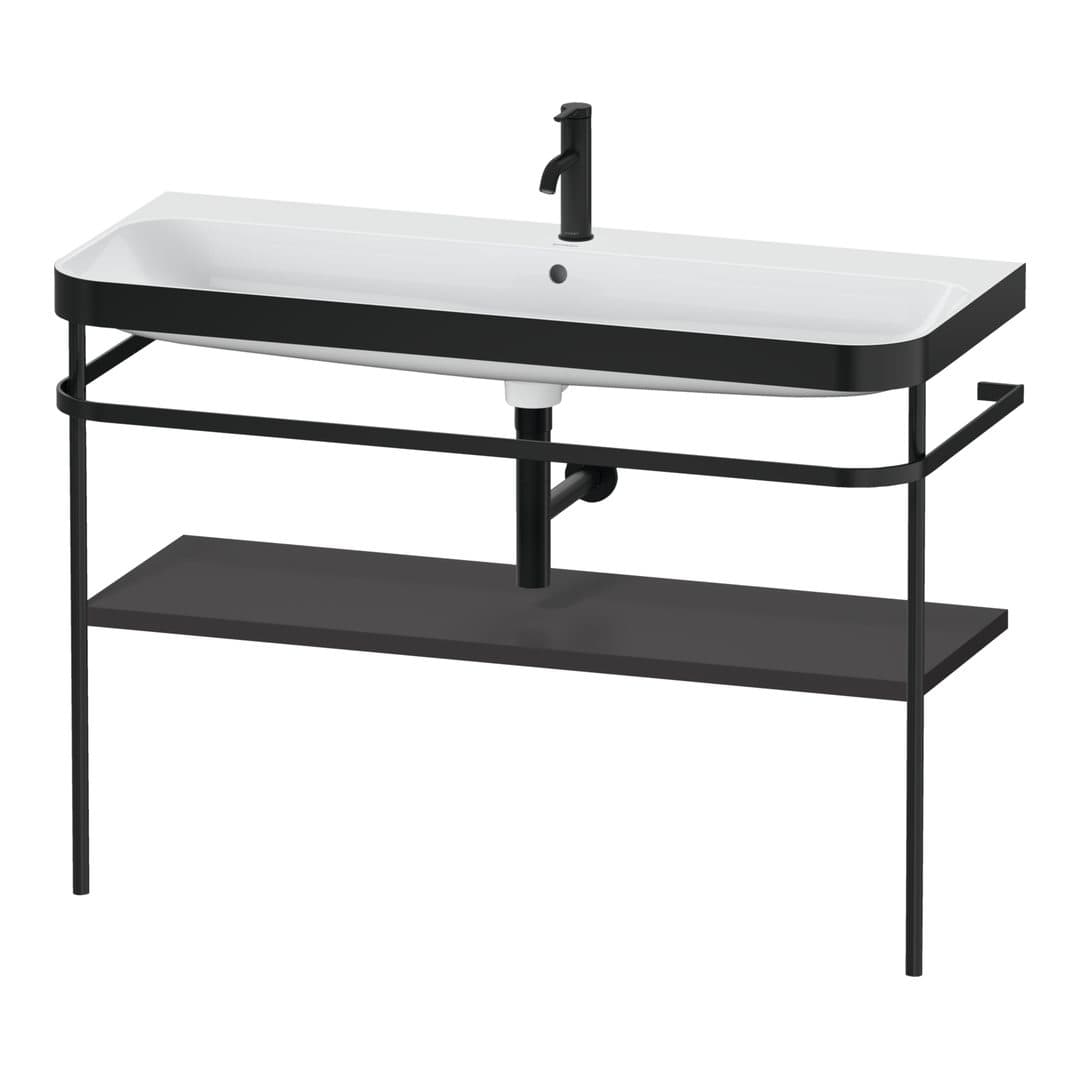 Duravit Happy D.2 – Βάση Νιπτήρα – 1175 mm, με νιπτήρα, νιπτήρας κέντρο, σώμα Graphite Super Matt, έκδοση O, μοντέλο HP4739 – Graphite Super Matt, Decor (HP4739O80800000)