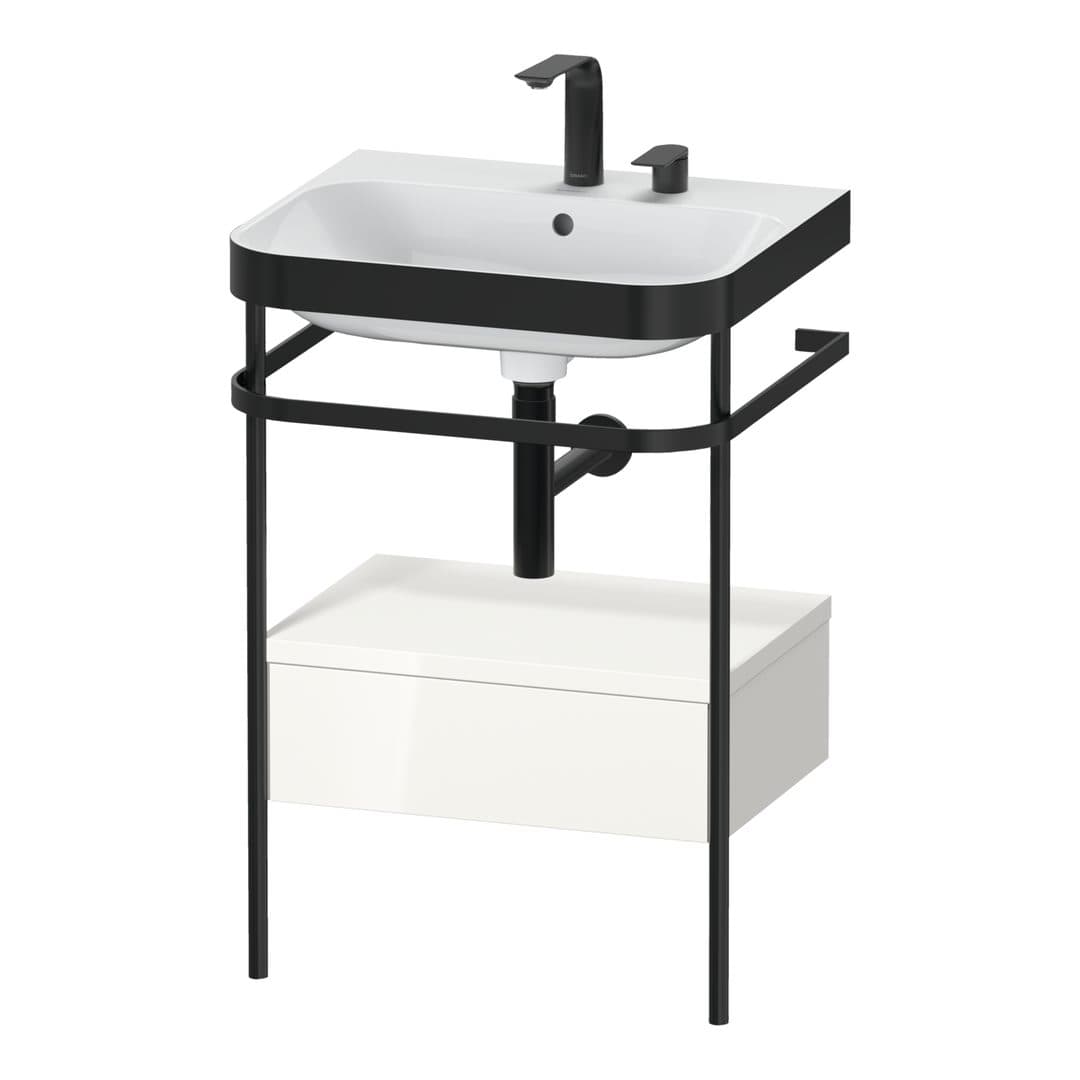 Duravit Happy D.2 – Βάση Νιπτήρα – 575 mm, με νιπτήρα, με συρτάρι, 1 συρτάρι, νιπτήρας κέντρο, έκδοση E, μοντέλο HP4740 – White High Gloss, Decor (HP4740E2222)