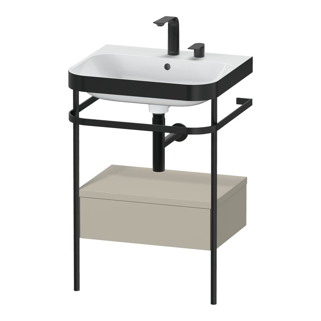 Duravit Happy D.2 – Βάση Νιπτήρα – 575 mm, με νιπτήρα, με συρτάρι, 1 συρτάρι, νιπτήρας κέντρο, έκδοση E, μοντέλο HP4740 – Taupe Satin Matt, Lacquer (HP4740E6060)