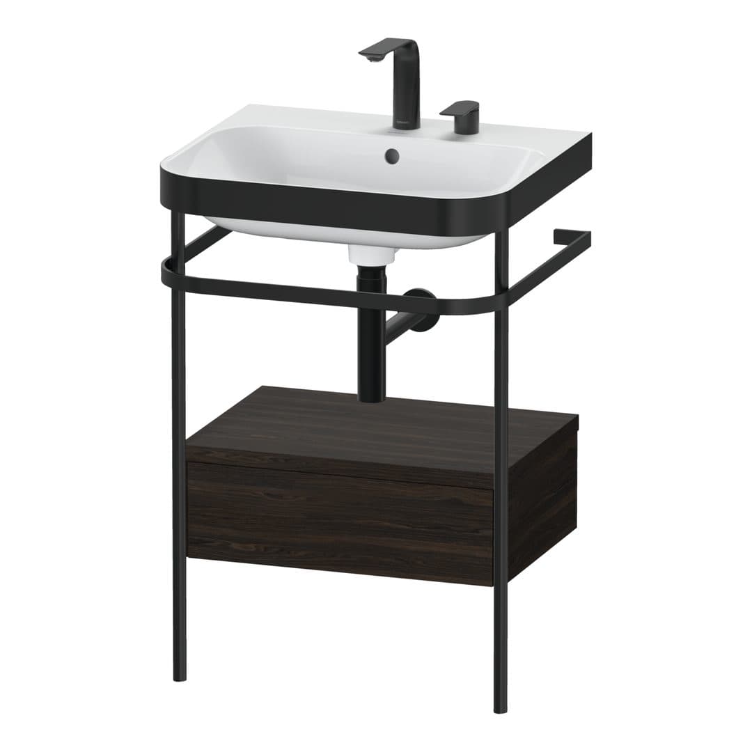 Duravit Happy D.2 – Βάση Νιπτήρα – 575 mm, με νιπτήρα, με συρτάρι, 1 συρτάρι, νιπτήρας κέντρο, έκδοση E, μοντέλο HP4740 – Brushed walnut Matt, Real wood veneer (HP4740E6969)