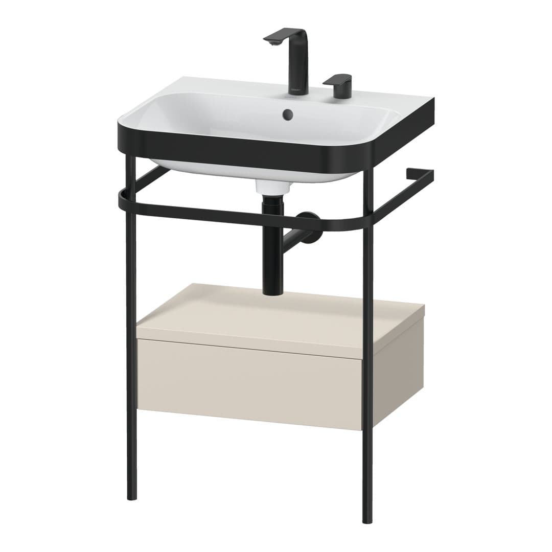 Duravit Happy D.2 – Βάση Νιπτήρα – 575 mm, με νιπτήρα, με συρτάρι, 1 συρτάρι, νιπτήρας κέντρο, έκδοση E, μοντέλο HP4740 – Taupe Super Matt, Decor (HP4740E8383)