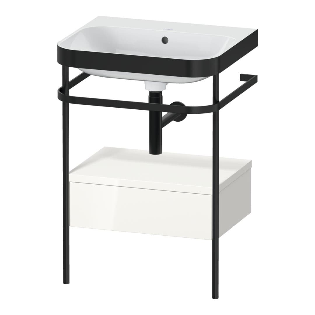 Duravit Happy D.2 – Βάση Νιπτήρα – 575 mm, με νιπτήρα, με συρτάρι, 1 συρτάρι, νιπτήρας κέντρο, έκδοση N, μοντέλο HP4740 – White High Gloss, Decor (HP4740N2222)