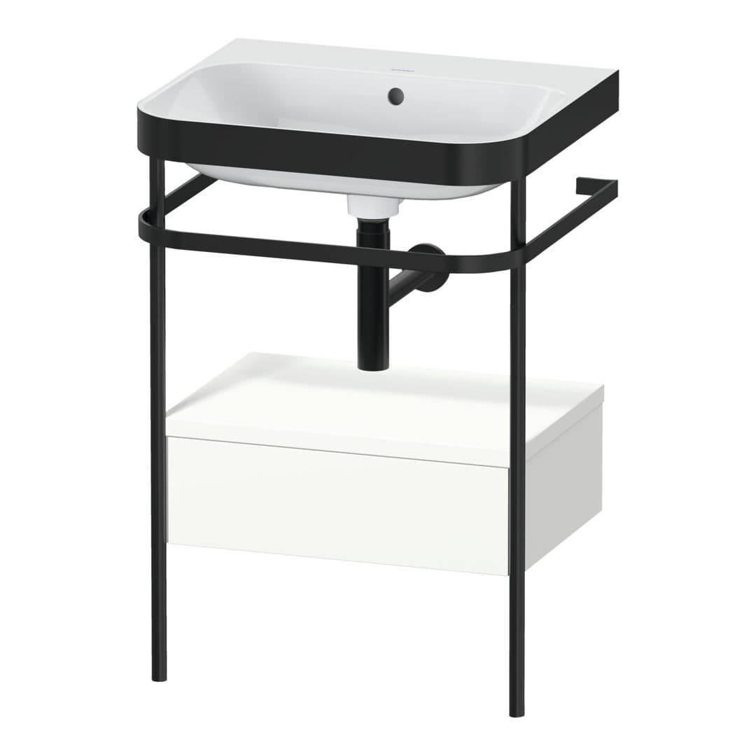 Duravit Happy D.2 – Βάση Νιπτήρα – 575 mm, με νιπτήρα, με συρτάρι, 1 συρτάρι, νιπτήρας κέντρο, έκδοση N, μοντέλο HP4740 – White Super Matt, Decor (HP4740N8484)
