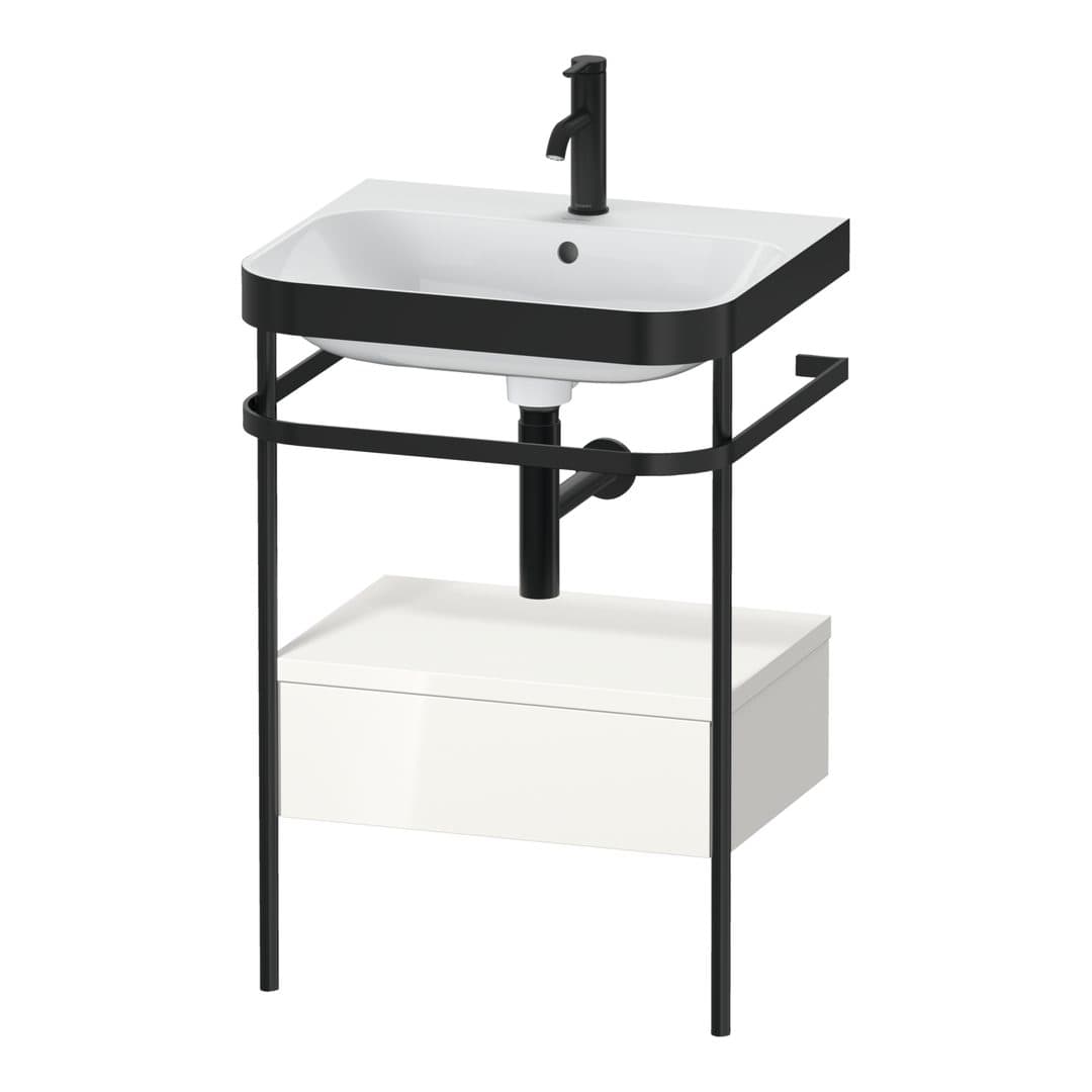 Duravit Happy D.2 – Βάση Νιπτήρα – 575 mm, με νιπτήρα, με συρτάρι, 1 συρτάρι, νιπτήρας κέντρο, έκδοση O, μοντέλο HP4740 – White High Gloss, Decor (HP4740O2222)