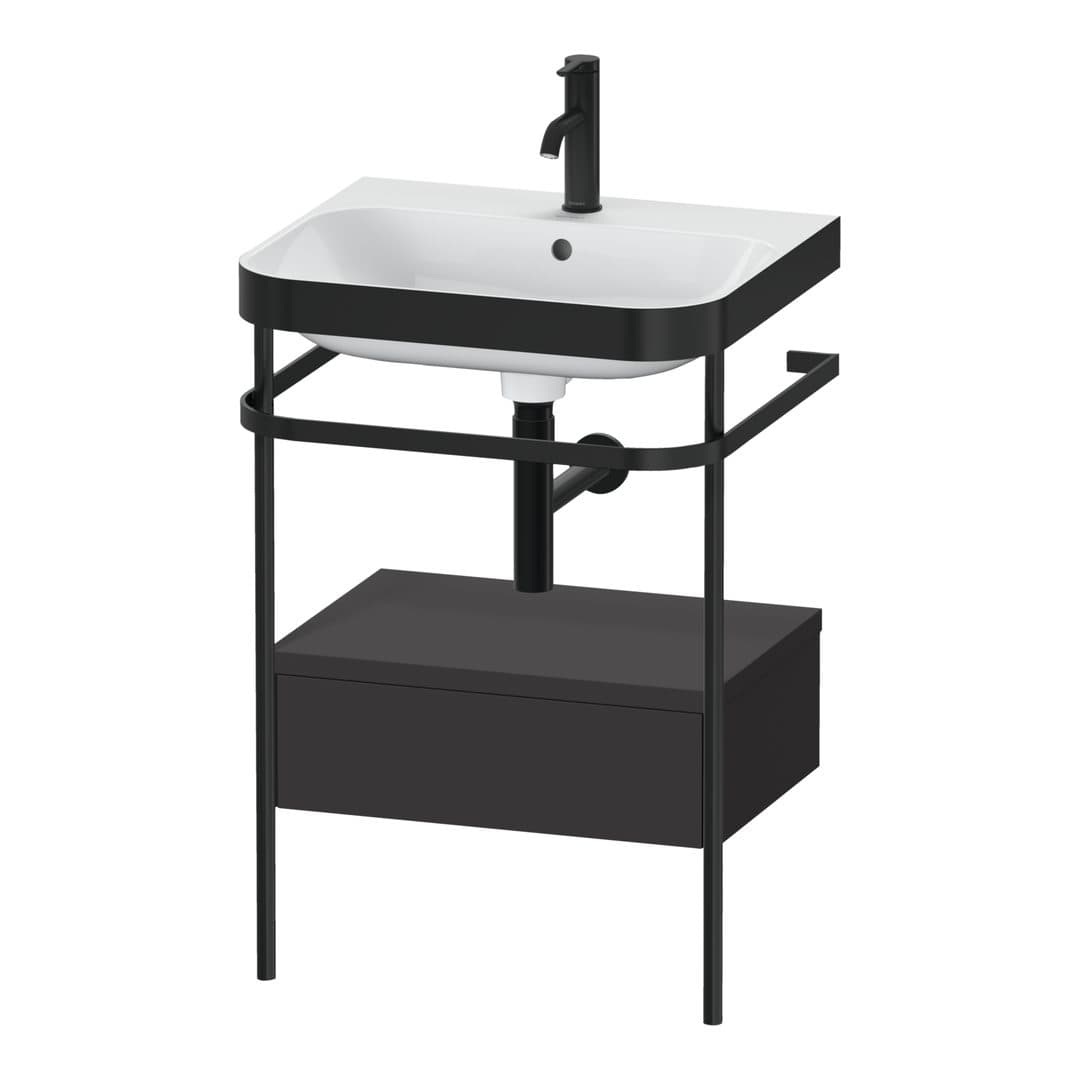 Duravit Happy D.2 – Βάση Νιπτήρα – 575 mm, με νιπτήρα, με συρτάρι, 1 συρτάρι, νιπτήρας κέντρο, έκδοση O, μοντέλο HP4740 – Graphite Super Matt, Decor (HP4740O8080)
