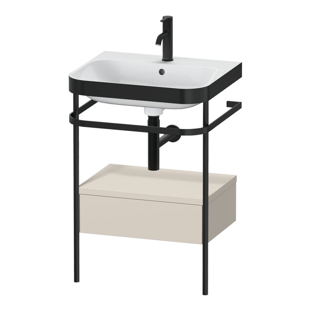 Duravit Happy D.2 – Βάση Νιπτήρα – 575 mm, με νιπτήρα, με συρτάρι, 1 συρτάρι, νιπτήρας κέντρο, έκδοση O, μοντέλο HP4740 – Taupe Super Matt, Decor (HP4740O8383)