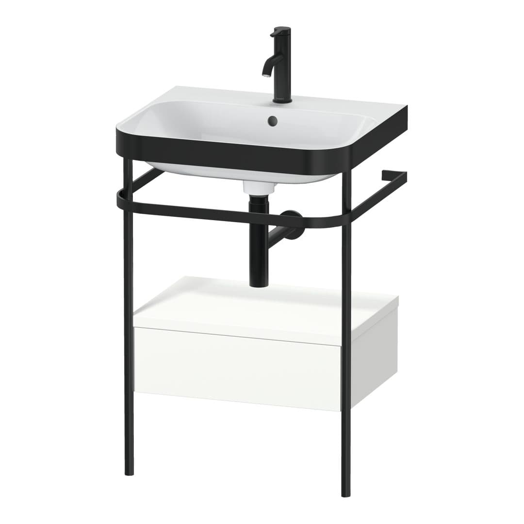 Duravit Happy D.2 – Βάση Νιπτήρα – 575 mm, με νιπτήρα, με συρτάρι, 1 συρτάρι, νιπτήρας κέντρο, έκδοση O, μοντέλο HP4740 – White Super Matt, Decor (HP4740O8484)