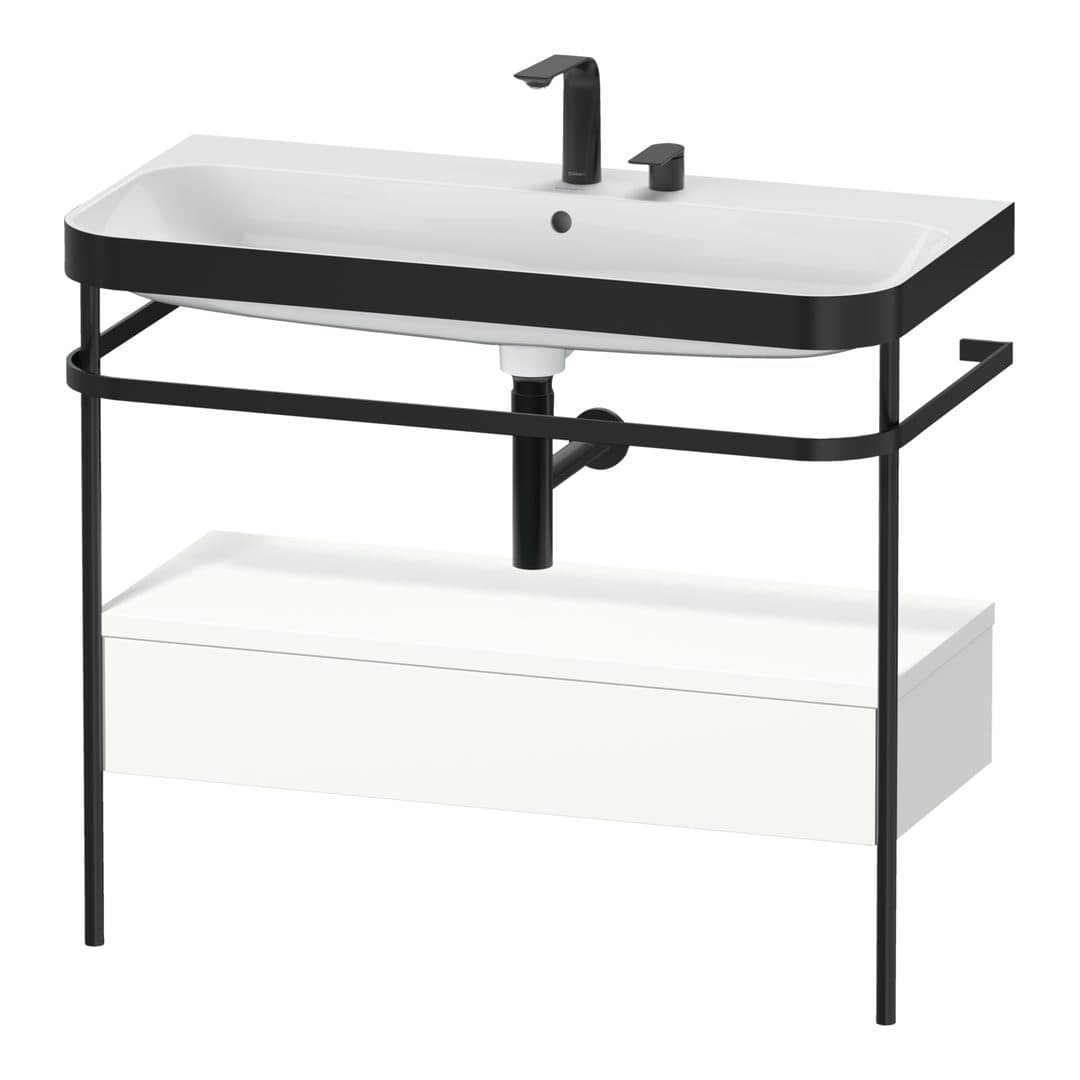 Duravit Happy D.2 – Βάση Νιπτήρα – 975 mm, με νιπτήρα, με συρτάρι, 1 συρτάρι, νιπτήρας κέντρο, έκδοση E, μοντέλο HP4743 – White Satin Matt, Lacquer (HP4743E3636)