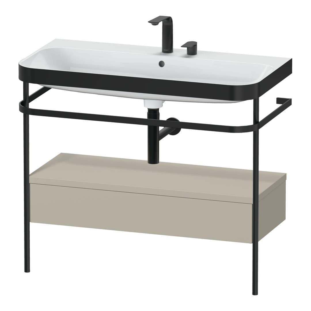 Duravit Happy D.2 – Βάση Νιπτήρα – 975 mm, με νιπτήρα, με συρτάρι, 1 συρτάρι, νιπτήρας κέντρο, έκδοση E, μοντέλο HP4743 – Taupe Satin Matt, Lacquer (HP4743E6060)