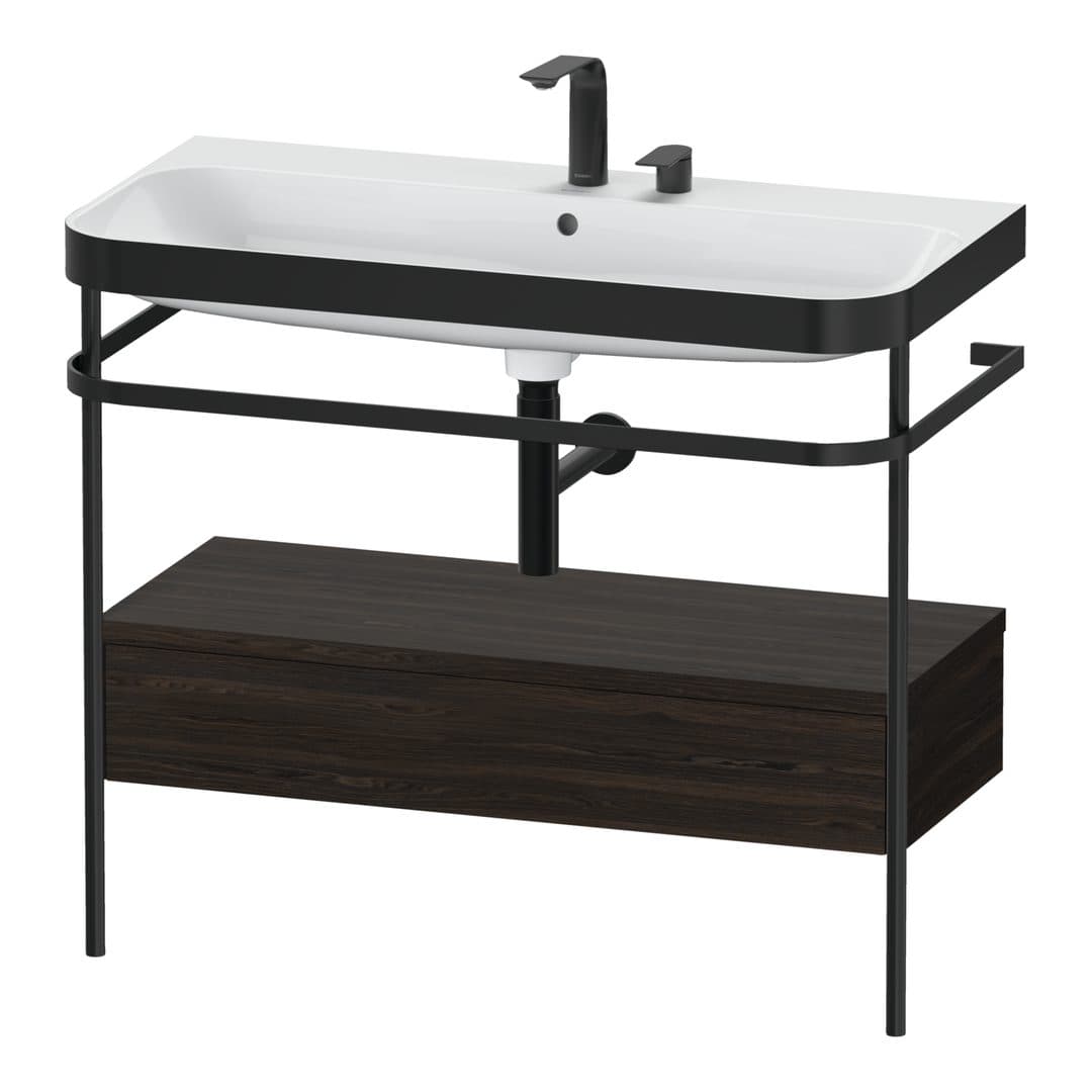 Duravit Happy D.2 – Βάση Νιπτήρα – 975 mm, με νιπτήρα, με συρτάρι, 1 συρτάρι, νιπτήρας κέντρο, έκδοση E, μοντέλο HP4743 – Brushed walnut Matt, Real wood veneer (HP4743E6969)