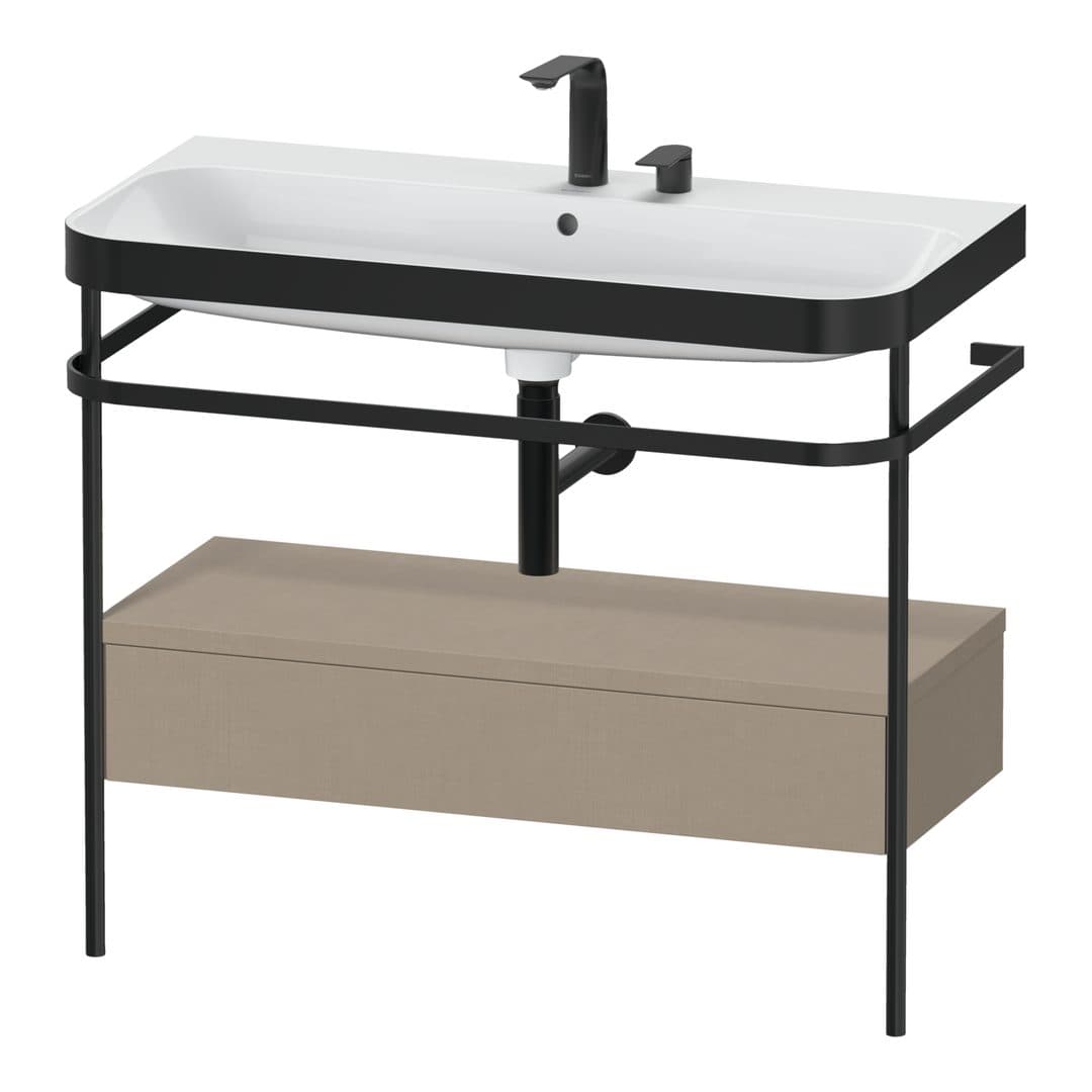 Duravit Happy D.2 – Βάση Νιπτήρα – 975 mm, με νιπτήρα, με συρτάρι, 1 συρτάρι, νιπτήρας κέντρο, έκδοση E, μοντέλο HP4743 – Linen Matt, Decor (HP4743E7575)
