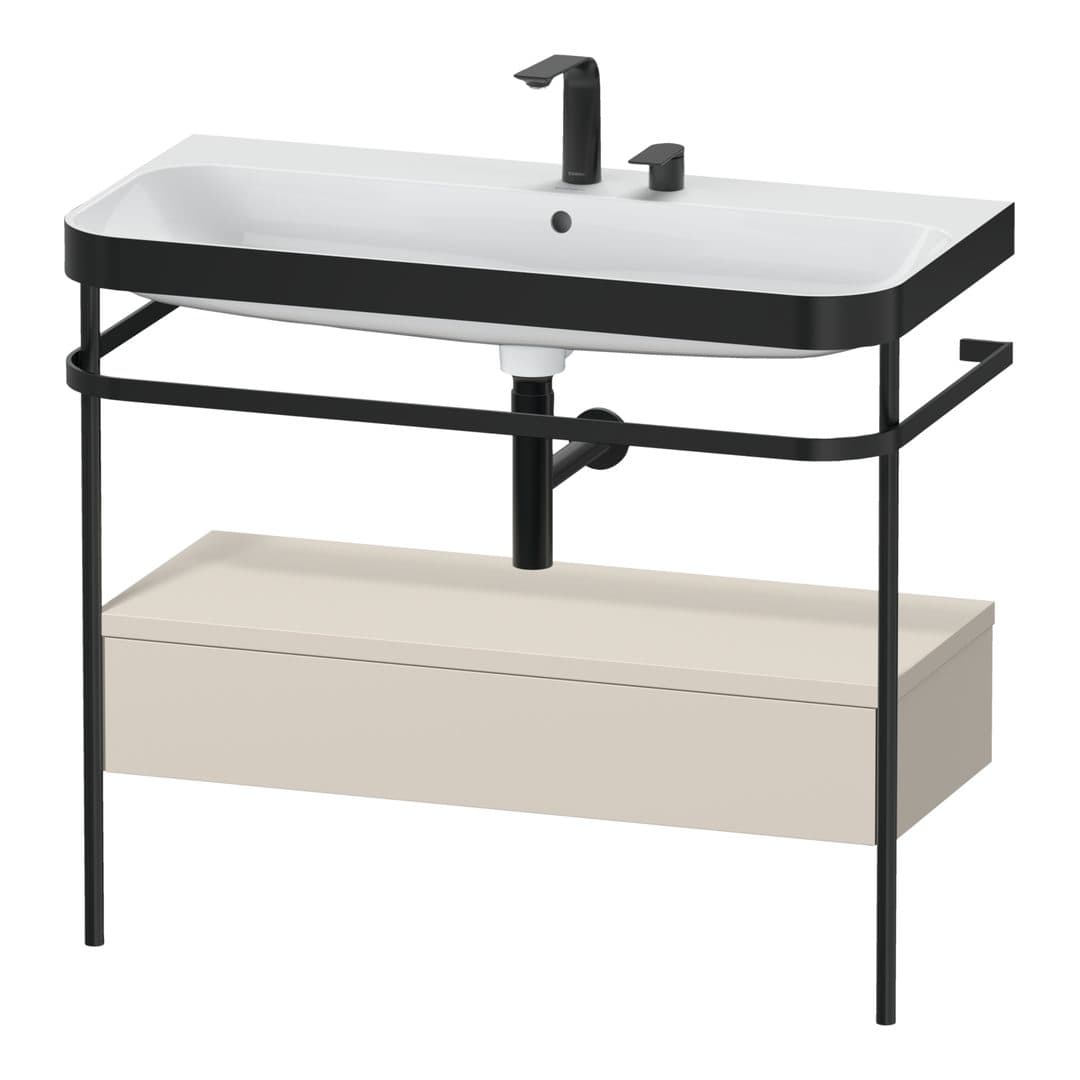 Duravit Happy D.2 – Βάση Νιπτήρα – 975 mm, με νιπτήρα, με συρτάρι, 1 συρτάρι, νιπτήρας κέντρο, έκδοση E, μοντέλο HP4743 – Taupe Super Matt, Decor (HP4743E8383)