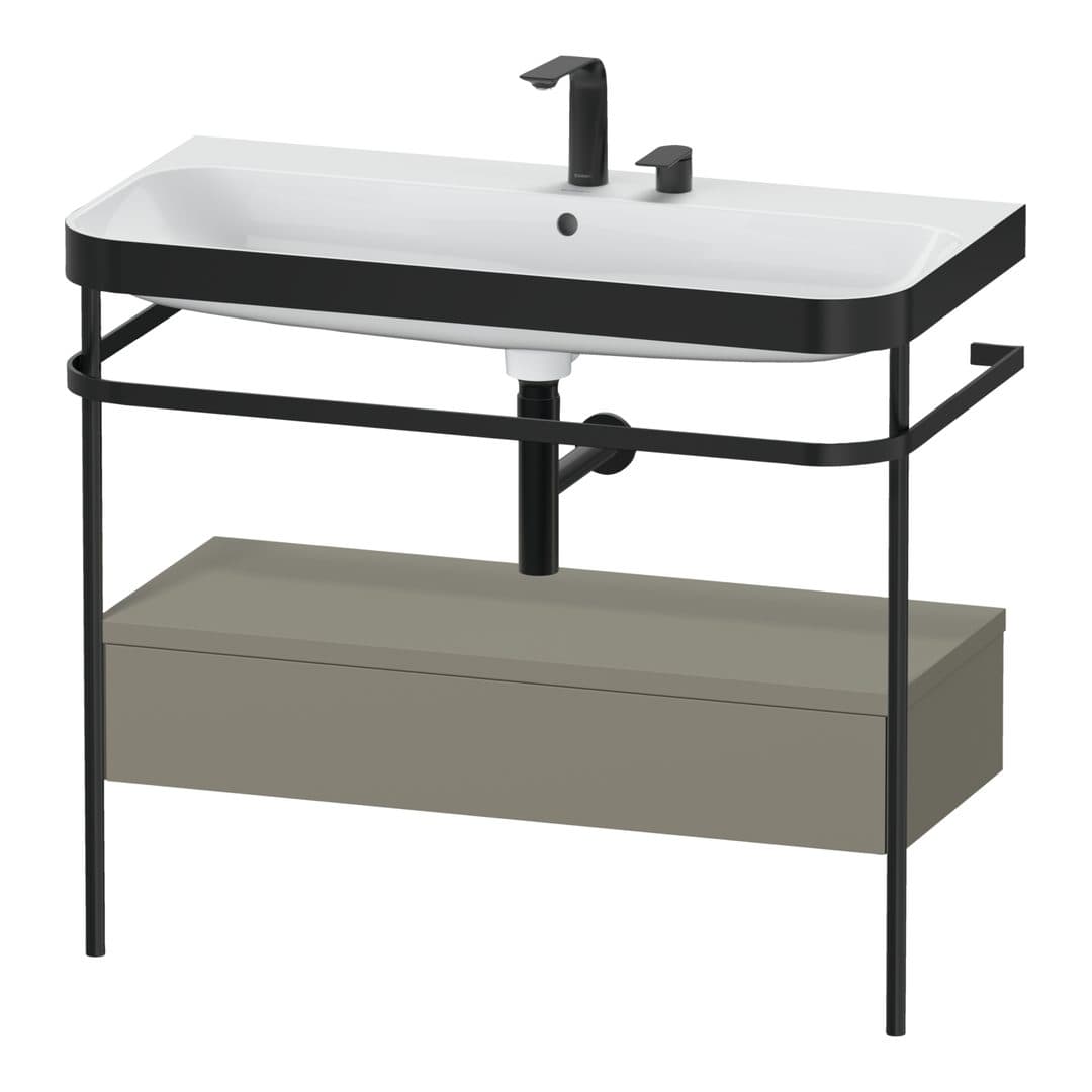 Duravit Happy D.2 – Βάση Νιπτήρα – 975 mm, με νιπτήρα, με συρτάρι, 1 συρτάρι, νιπτήρας κέντρο, έκδοση E, μοντέλο HP4743 – Stone grey Satin Matt, Lacquer (HP4743E9292)
