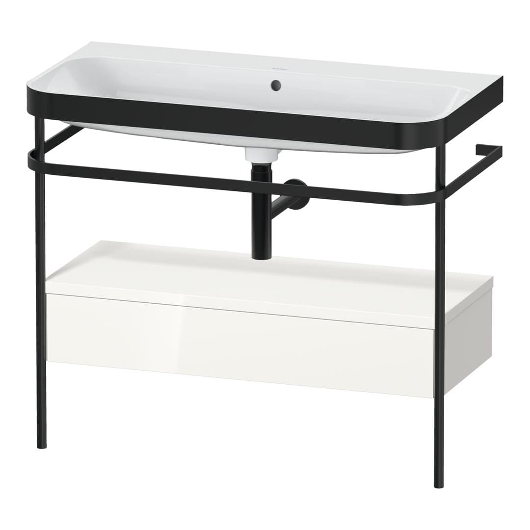 Duravit Happy D.2 – Βάση Νιπτήρα – 975 mm, με νιπτήρα, με συρτάρι, 1 συρτάρι, νιπτήρας κέντρο, έκδοση N, μοντέλο HP4743 – White High Gloss, Decor (HP4743N2222)