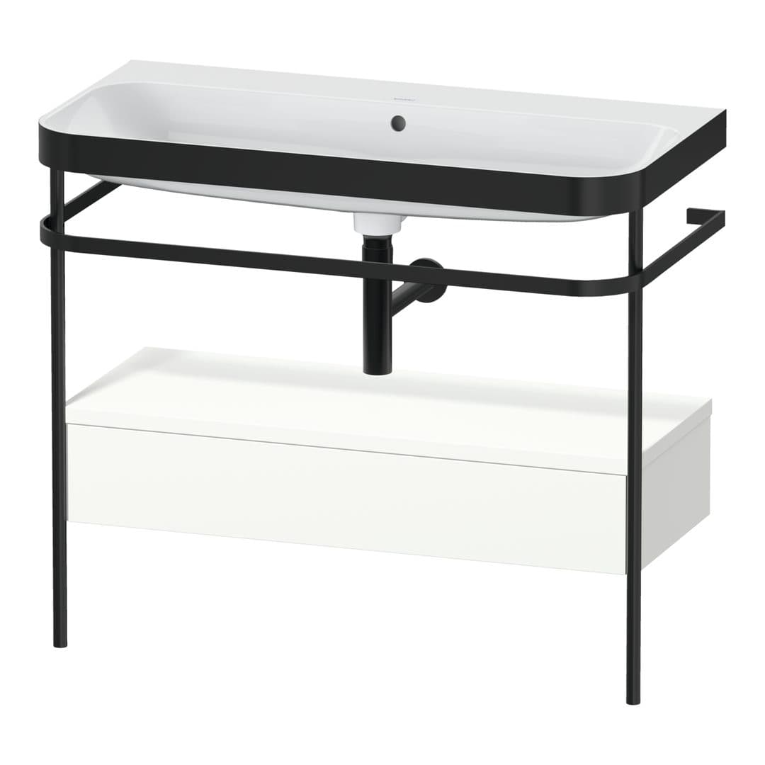 Duravit Happy D.2 – Βάση Νιπτήρα – 975 mm, με νιπτήρα, με συρτάρι, 1 συρτάρι, νιπτήρας κέντρο, έκδοση N, μοντέλο HP4743 – White Super Matt, Decor (HP4743N8484)