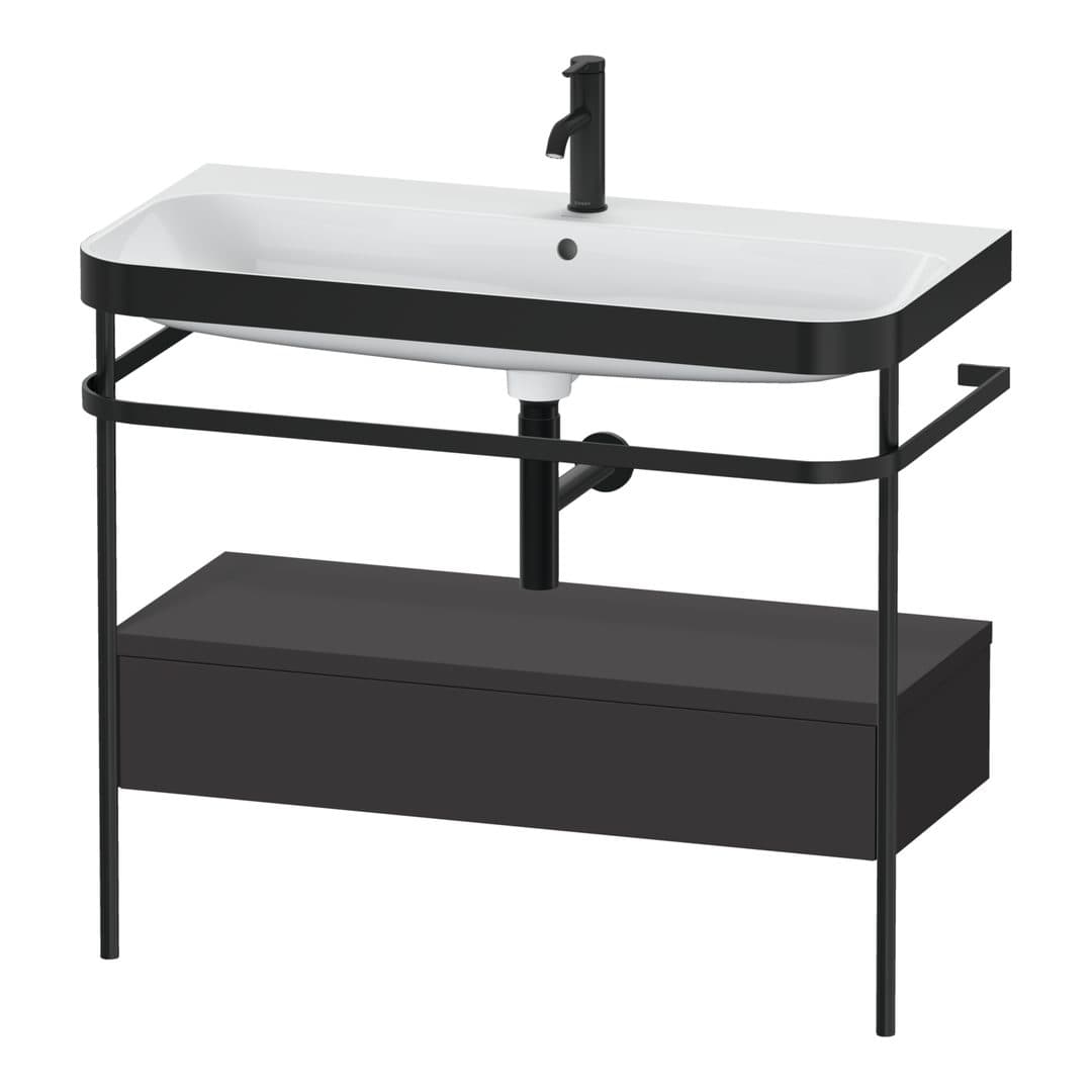 Duravit Happy D.2 – Βάση Νιπτήρα – 975 mm, με νιπτήρα, με συρτάρι, 1 συρτάρι, νιπτήρας κέντρο, έκδοση O, μοντέλο HP4743 – Graphite Super Matt, Decor (HP4743O8080)
