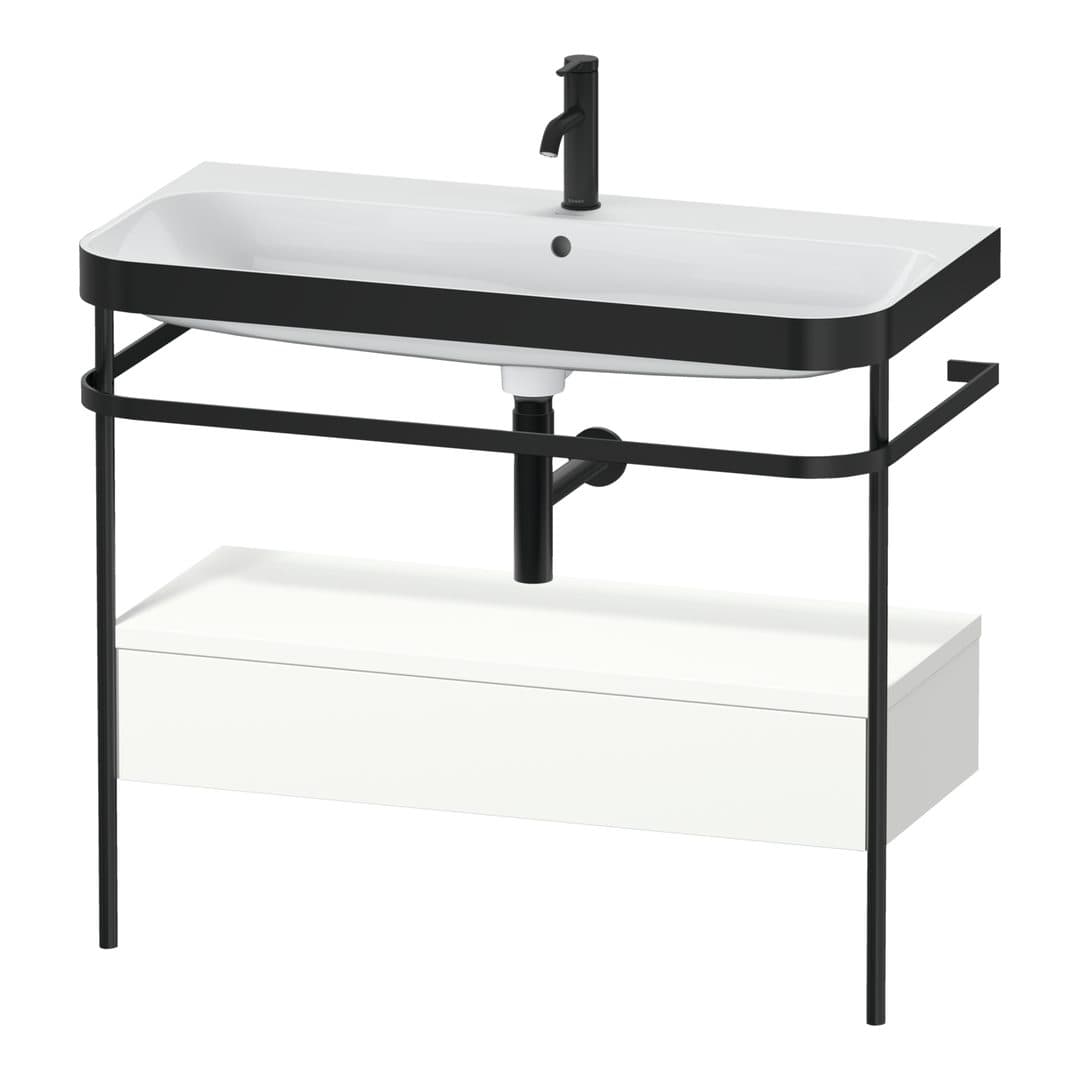 Duravit Happy D.2 – Βάση Νιπτήρα – 975 mm, με νιπτήρα, με συρτάρι, 1 συρτάρι, νιπτήρας κέντρο, έκδοση O, μοντέλο HP4743 – White Super Matt, Decor (HP4743O8484)
