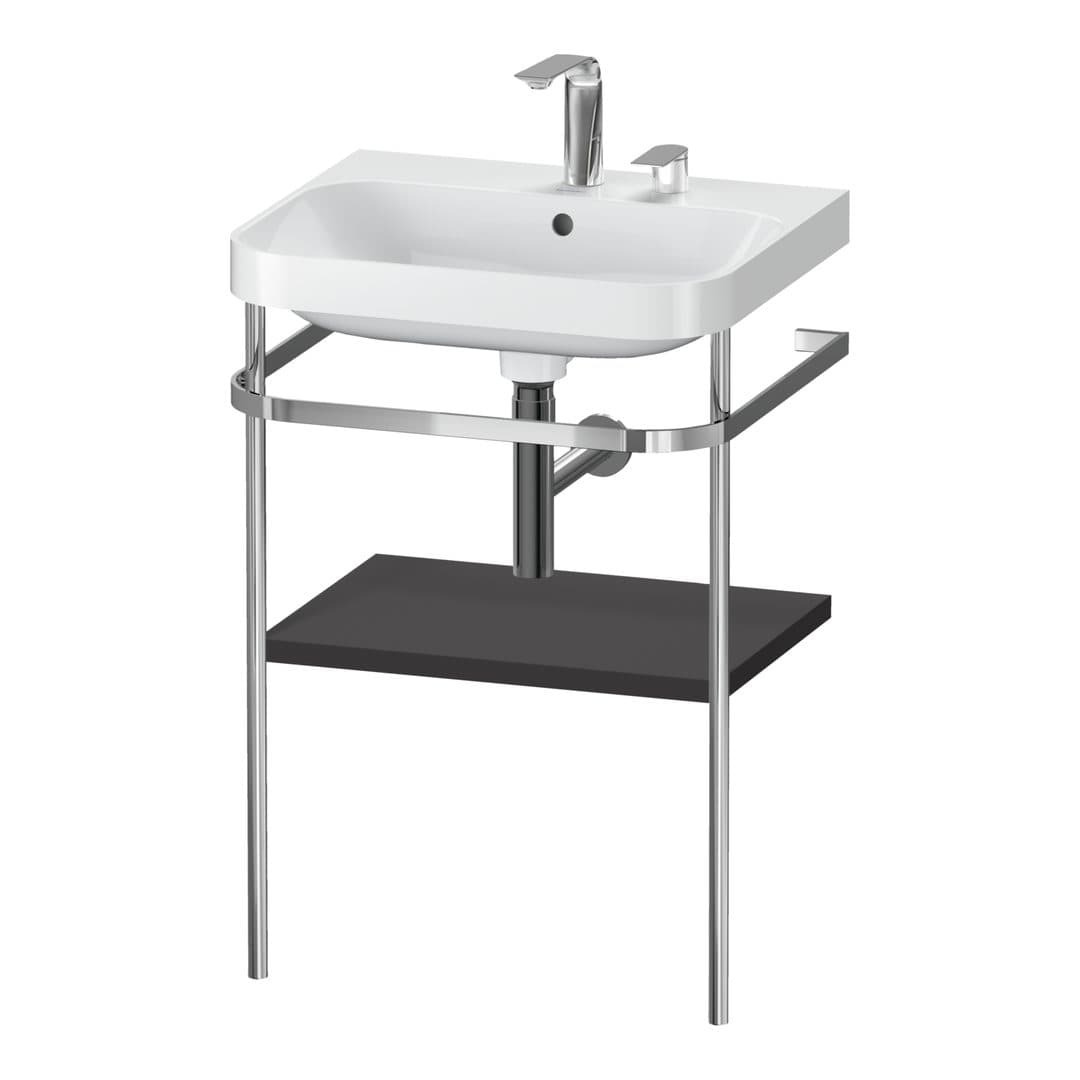 Duravit Happy D.2 – Βάση Νιπτήρα – 575 mm, με νιπτήρα, νιπτήρας κέντρο, έκδοση E – Graphite Super Matt, Decor (HP4835E8080)