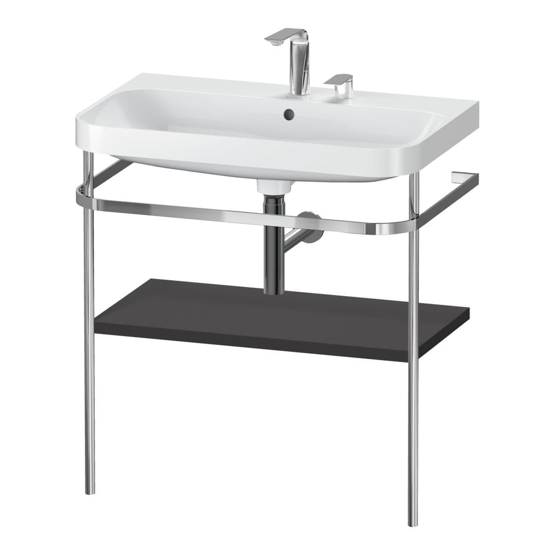 Duravit Happy D.2 – Βάση Νιπτήρα – 775 mm, με νιπτήρα, νιπτήρας κέντρο, έκδοση E – Graphite Super Matt, Decor (HP4837E8080)
