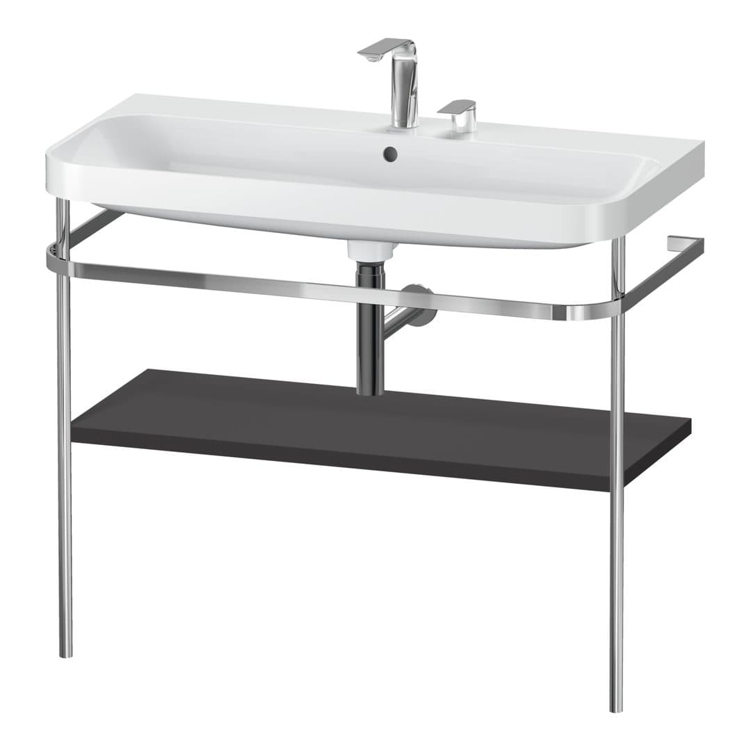 Duravit Happy D.2 – Βάση Νιπτήρα – 975 mm, με νιπτήρα, νιπτήρας κέντρο, έκδοση E – Graphite Super Matt, Decor (HP4838E8080)