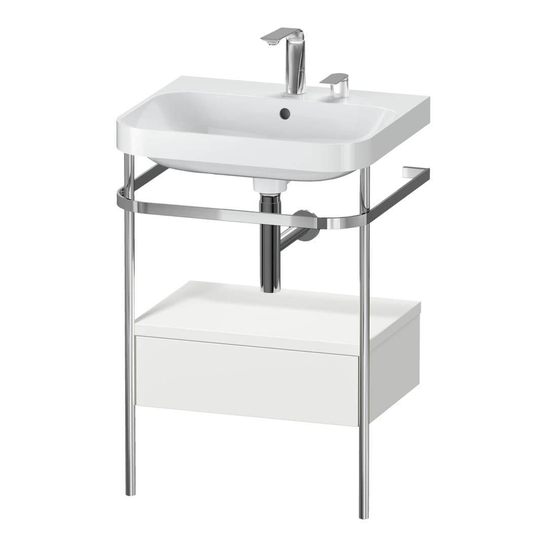 Duravit Happy D.2 – Βάση Νιπτήρα – 575 mm, με νιπτήρα, με συρτάρι, 1 συρτάρι, νιπτήρας κέντρο, έκδοση E, μοντέλο HP4840 – Nordic white Satin Matt, Lacquer (HP4840E3939)
