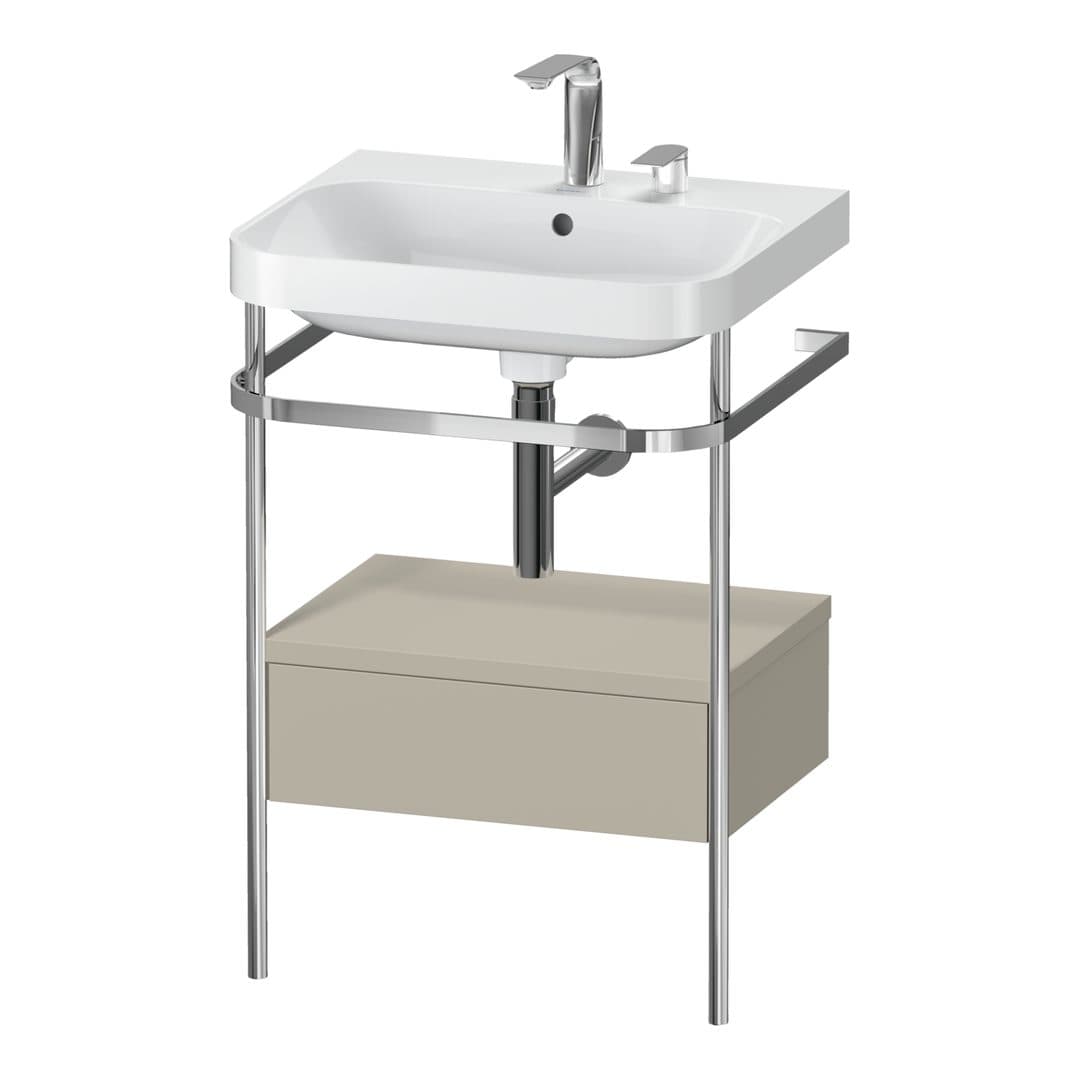 Duravit Happy D.2 – Βάση Νιπτήρα – 575 mm, με νιπτήρα, με συρτάρι, 1 συρτάρι, νιπτήρας κέντρο, έκδοση E, μοντέλο HP4840 – Taupe Satin Matt, Lacquer (HP4840E6060)