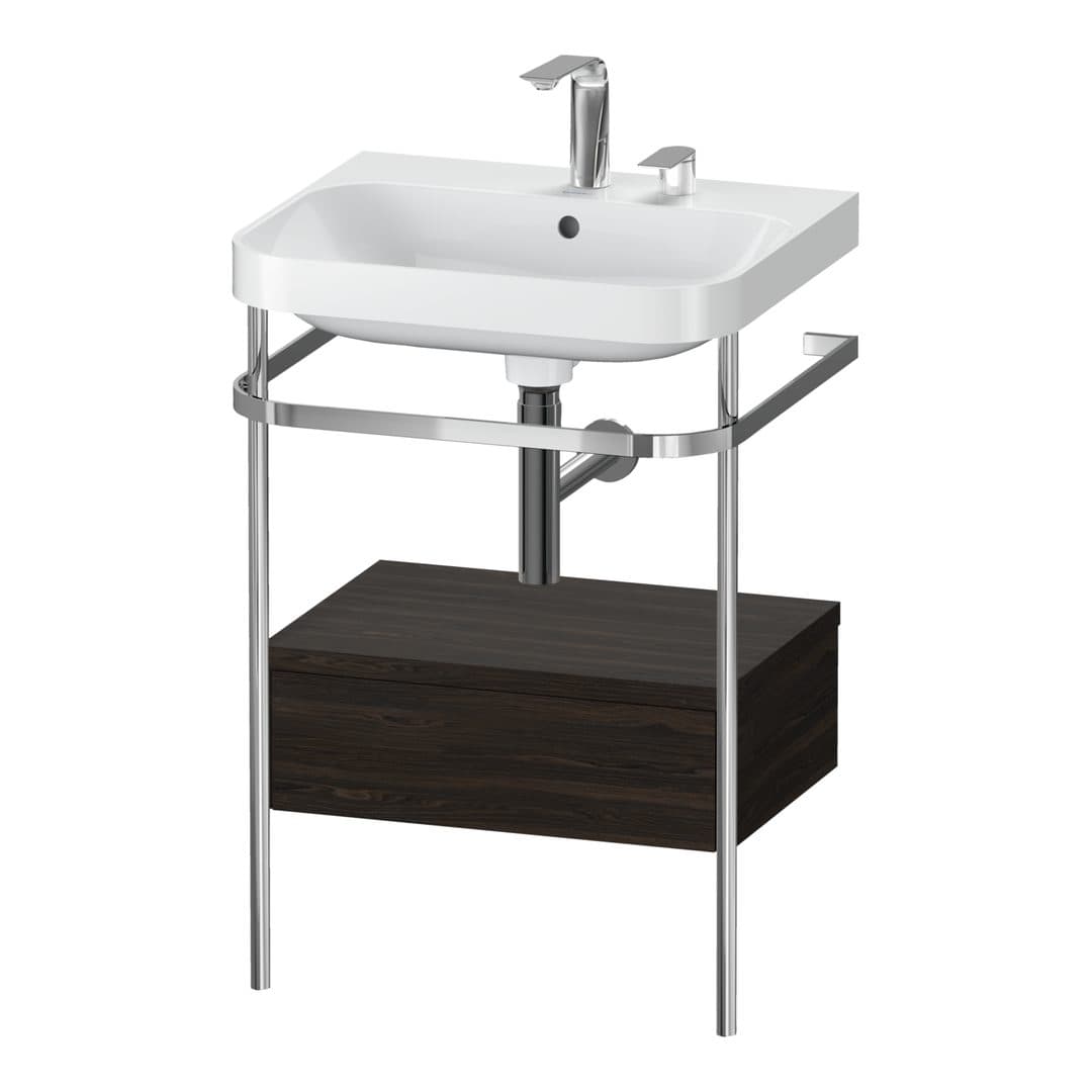 Duravit Happy D.2 – Βάση Νιπτήρα – 575 mm, με νιπτήρα, με συρτάρι, 1 συρτάρι, νιπτήρας κέντρο, έκδοση E, μοντέλο HP4840 – Brushed walnut Matt, Real wood veneer (HP4840E6969)