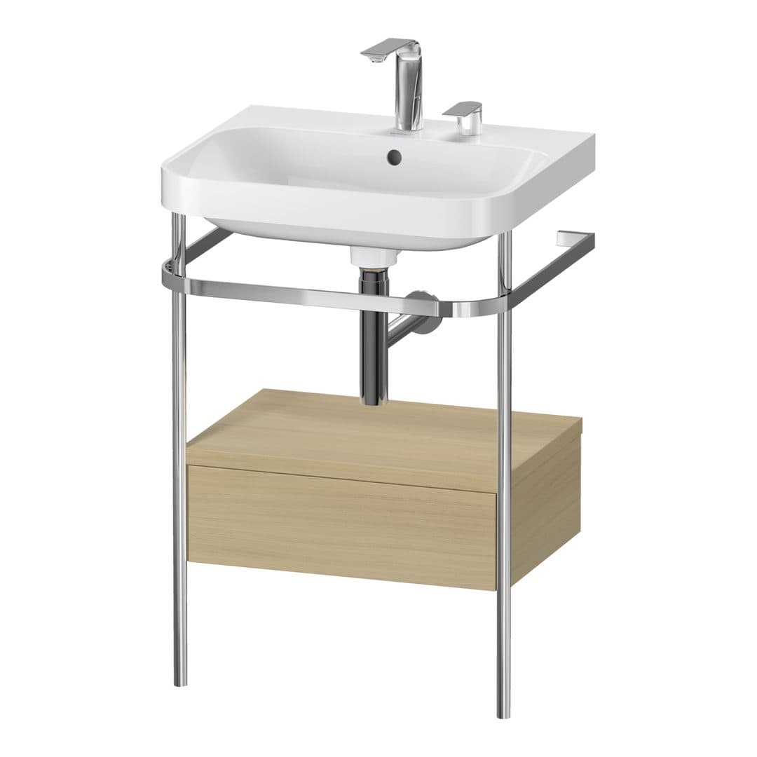 Duravit Happy D.2 – Βάση Νιπτήρα – 575 mm, με νιπτήρα, με συρτάρι, 1 συρτάρι, νιπτήρας κέντρο, έκδοση E, μοντέλο HP4840 – Mediterranean oak Matt, Real wood veneer (HP4840E7171)