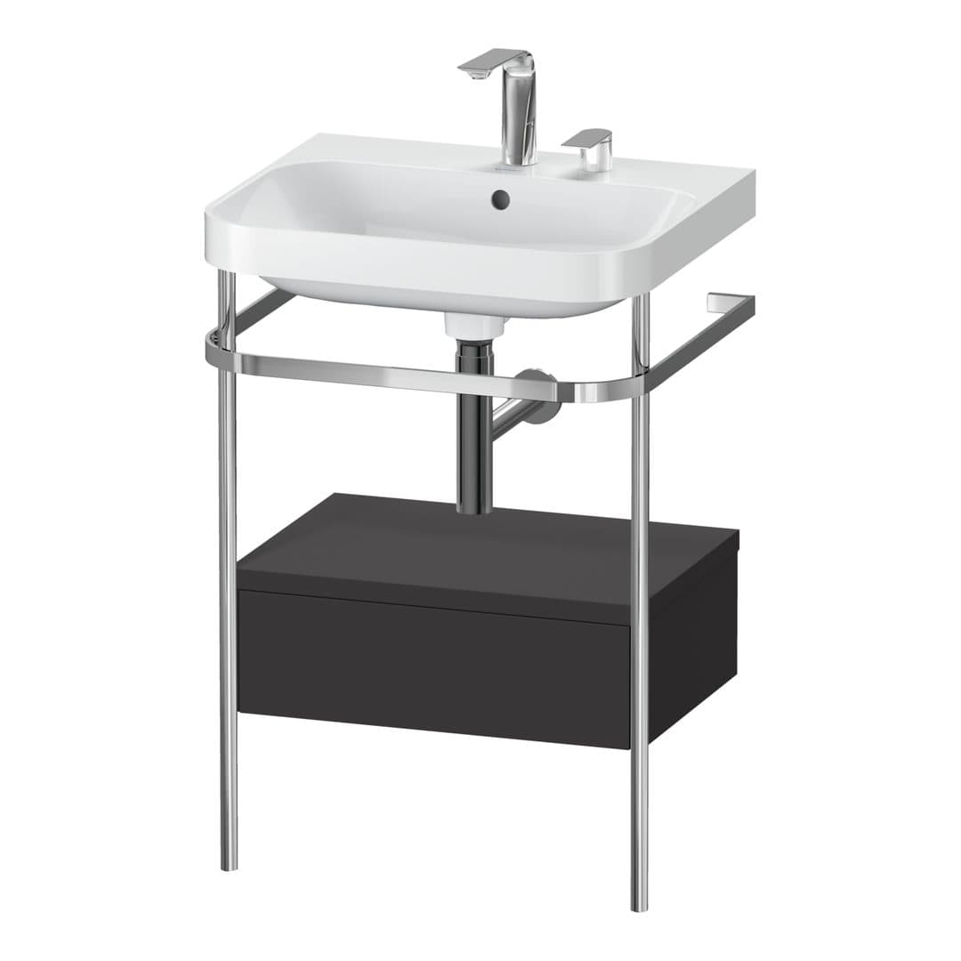 Duravit Happy D.2 – Βάση Νιπτήρα – 575 mm, με νιπτήρα, με συρτάρι, 1 συρτάρι, νιπτήρας κέντρο, έκδοση E, μοντέλο HP4840 – Graphite Super Matt, Decor (HP4840E8080)