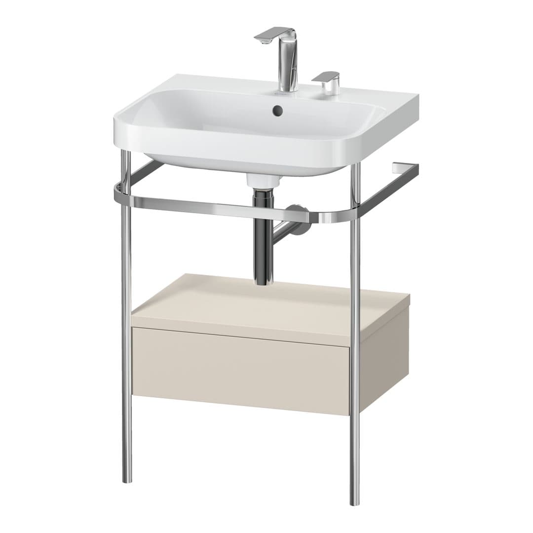 Duravit Happy D.2 – Βάση Νιπτήρα – 575 mm, με νιπτήρα, με συρτάρι, 1 συρτάρι, νιπτήρας κέντρο, έκδοση E, μοντέλο HP4840 – Taupe Super Matt, Decor (HP4840E8383)