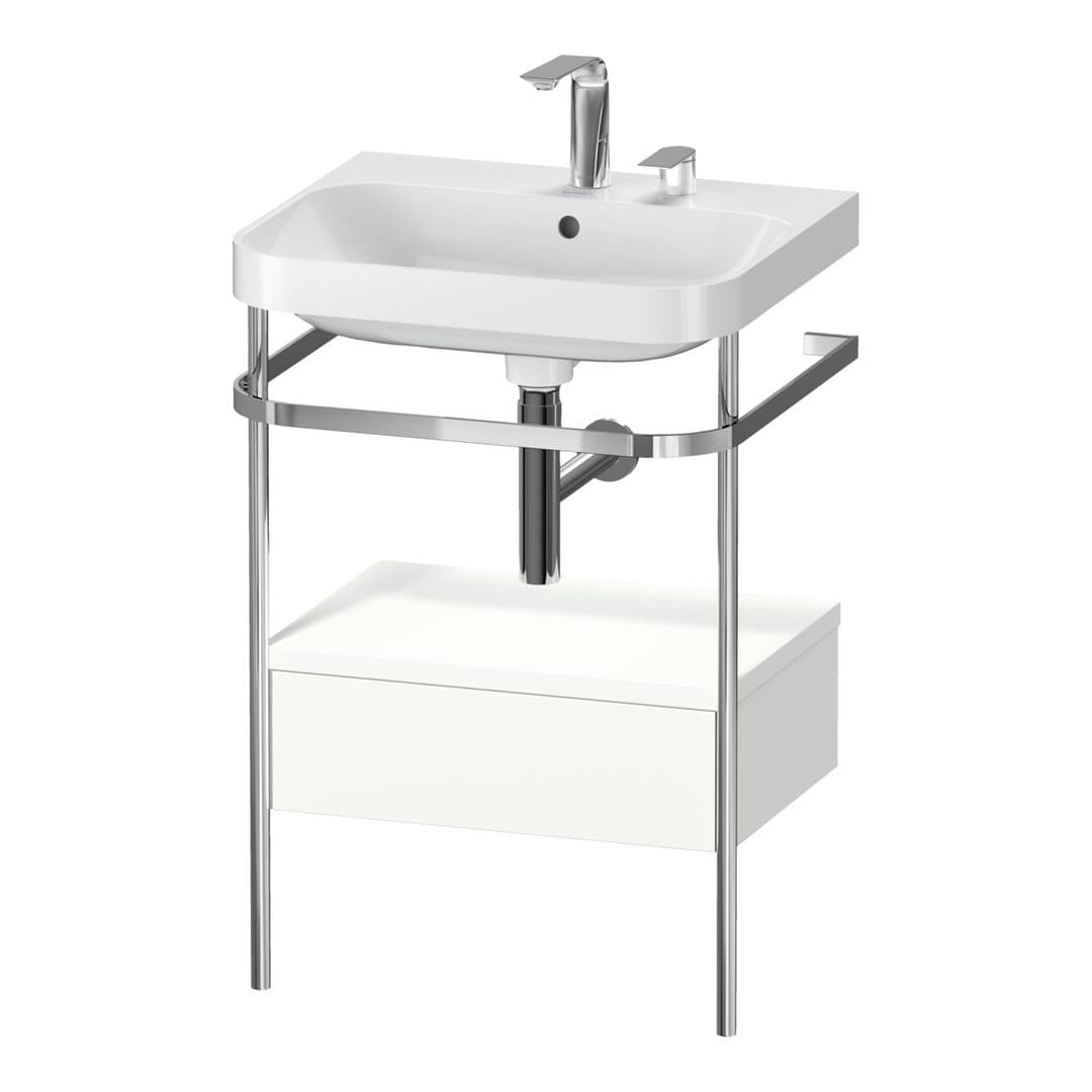 Duravit Happy D.2 – Βάση Νιπτήρα – 575 mm, με νιπτήρα, με συρτάρι, 1 συρτάρι, νιπτήρας κέντρο, έκδοση E, μοντέλο HP4840 – White Super Matt, Decor (HP4840E8484)