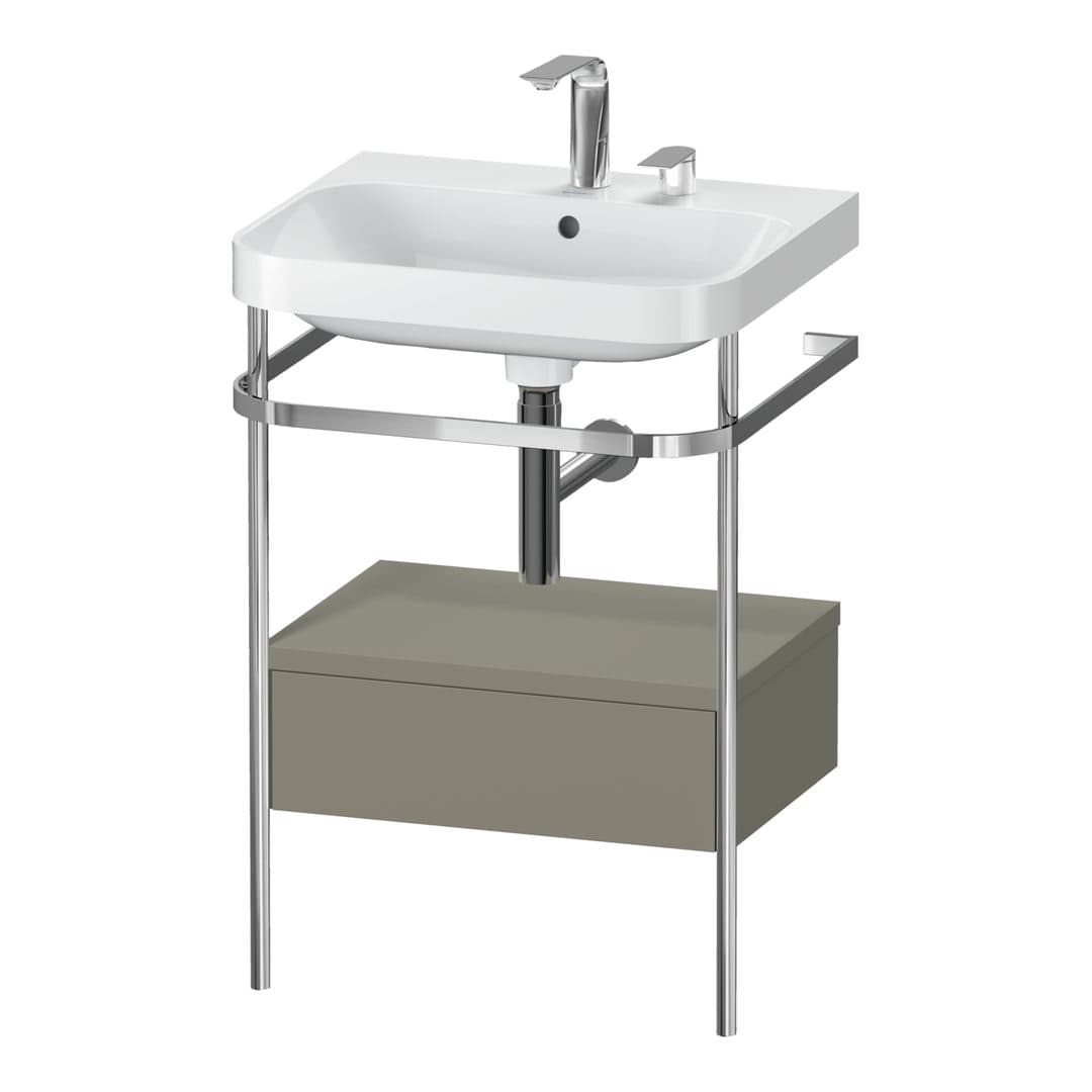 Duravit Happy D.2 – Βάση Νιπτήρα – 575 mm, με νιπτήρα, με συρτάρι, 1 συρτάρι, νιπτήρας κέντρο, έκδοση E, μοντέλο HP4840 – Stone grey Satin Matt, Lacquer (HP4840E9292)