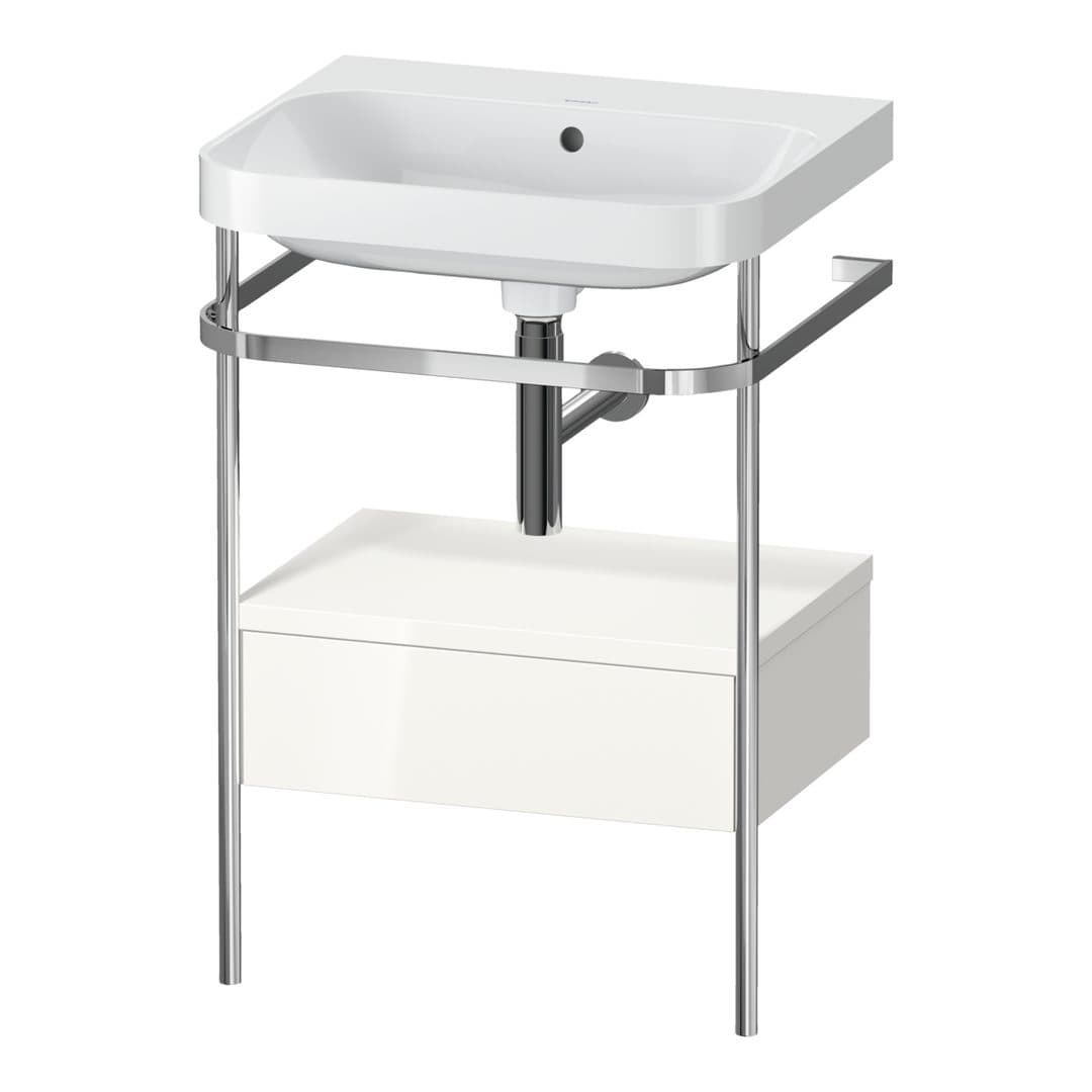 Duravit Happy D.2 – Βάση Νιπτήρα – 575 mm, με νιπτήρα, με συρτάρι, 1 συρτάρι, νιπτήρας κέντρο, έκδοση N, μοντέλο HP4840 – White High Gloss, Decor (HP4840N2222)