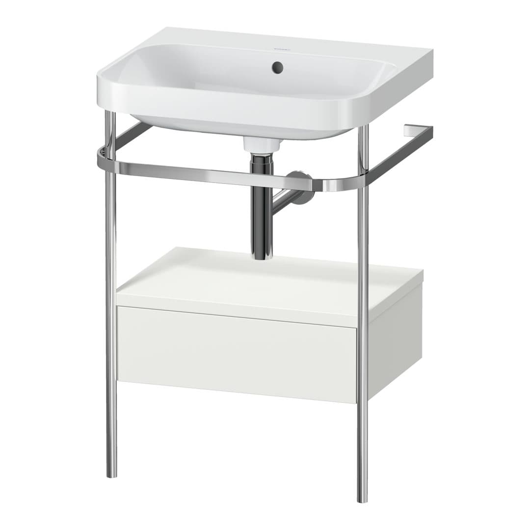 Duravit Happy D.2 – Βάση Νιπτήρα – 575 mm, με νιπτήρα, με συρτάρι, 1 συρτάρι, νιπτήρας κέντρο, έκδοση N, μοντέλο HP4840 – Nordic white Satin Matt, Lacquer (HP4840N3939)