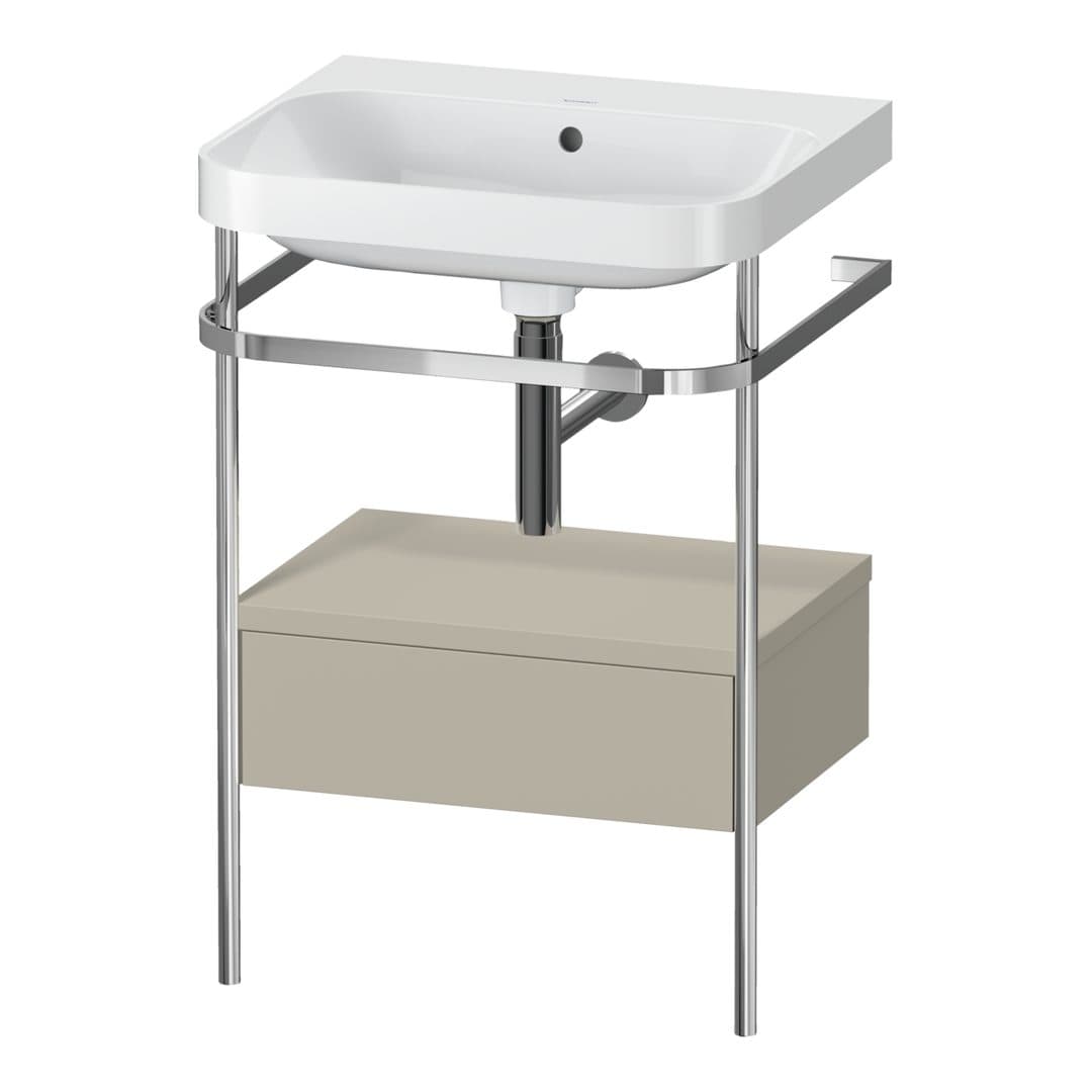 Duravit Happy D.2 – Βάση Νιπτήρα – 575 mm, με νιπτήρα, με συρτάρι, 1 συρτάρι, νιπτήρας κέντρο, έκδοση N, μοντέλο HP4840 – Taupe Satin Matt, Lacquer (HP4840N6060)