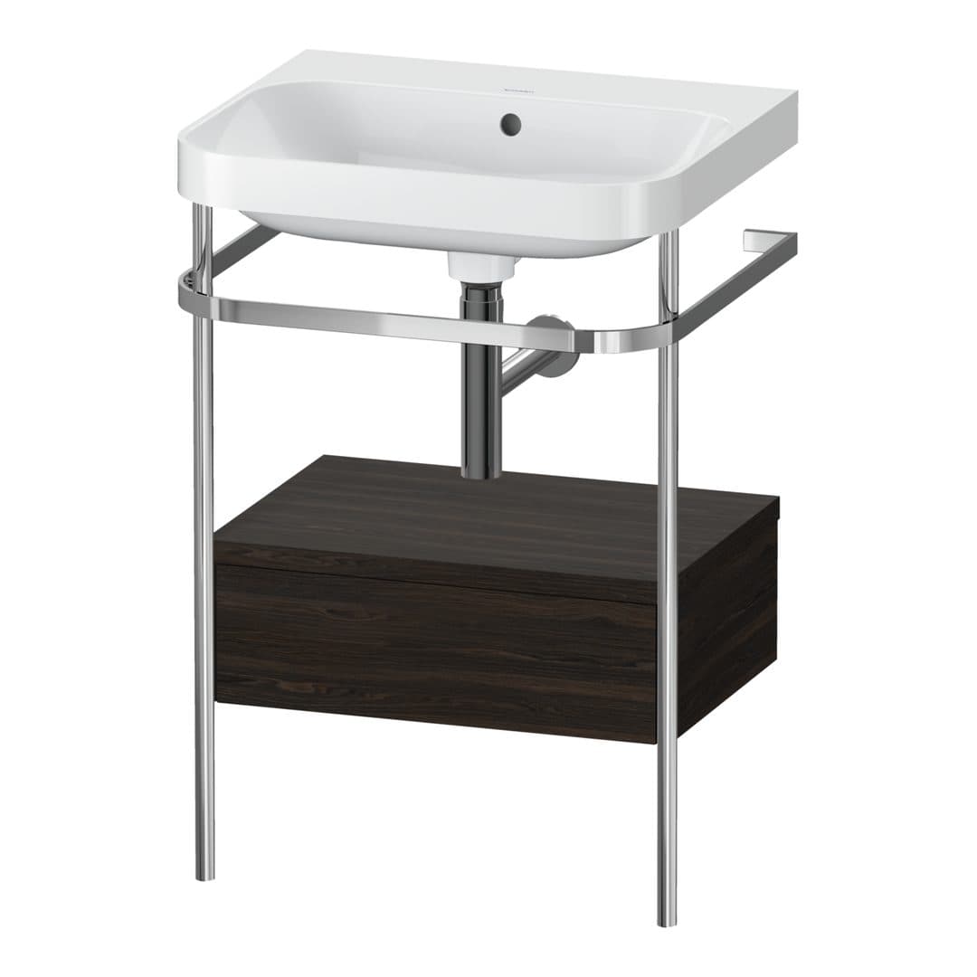 Duravit Happy D.2 – Βάση Νιπτήρα – 575 mm, με νιπτήρα, με συρτάρι, 1 συρτάρι, νιπτήρας κέντρο, έκδοση N, μοντέλο HP4840 – Brushed walnut Matt, Real wood veneer (HP4840N6969)