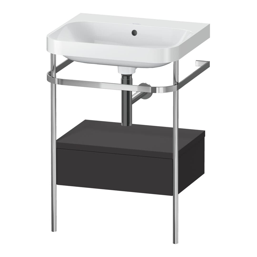 Duravit Happy D.2 – Βάση Νιπτήρα – 575 mm, με νιπτήρα, με συρτάρι, 1 συρτάρι, νιπτήρας κέντρο, έκδοση N, μοντέλο HP4840 – Graphite Super Matt, Decor (HP4840N8080)