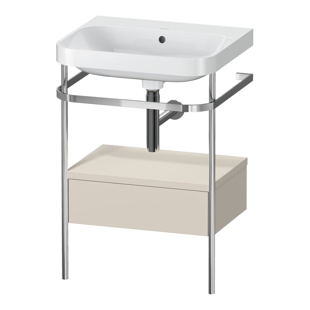Duravit Happy D.2 – Βάση Νιπτήρα – 575 mm, με νιπτήρα, με συρτάρι, 1 συρτάρι, νιπτήρας κέντρο, έκδοση N, μοντέλο HP4840 – Taupe Super Matt, Decor (HP4840N8383)