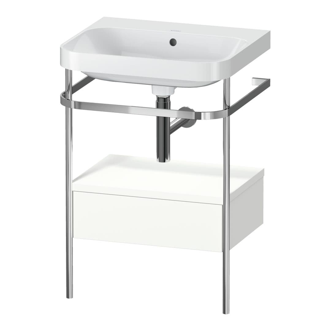 Duravit Happy D.2 – Βάση Νιπτήρα – 575 mm, με νιπτήρα, με συρτάρι, 1 συρτάρι, νιπτήρας κέντρο, έκδοση N, μοντέλο HP4840 – White Super Matt, Decor (HP4840N8484)
