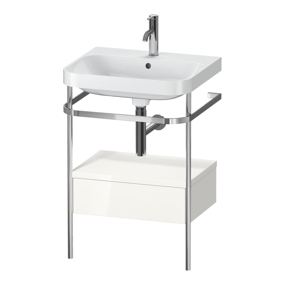 Duravit Happy D.2 – Βάση Νιπτήρα – 575 mm, με νιπτήρα, με συρτάρι, 1 συρτάρι, νιπτήρας κέντρο, έκδοση O, μοντέλο HP4840 – White High Gloss, Decor (HP4840O2222)