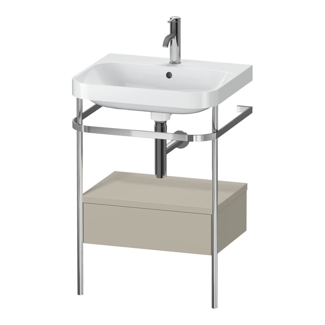 Duravit Happy D.2 – Βάση Νιπτήρα – 575 mm, με νιπτήρα, με συρτάρι, 1 συρτάρι, νιπτήρας κέντρο, έκδοση O, μοντέλο HP4840 – Taupe Satin Matt, Lacquer (HP4840O6060)