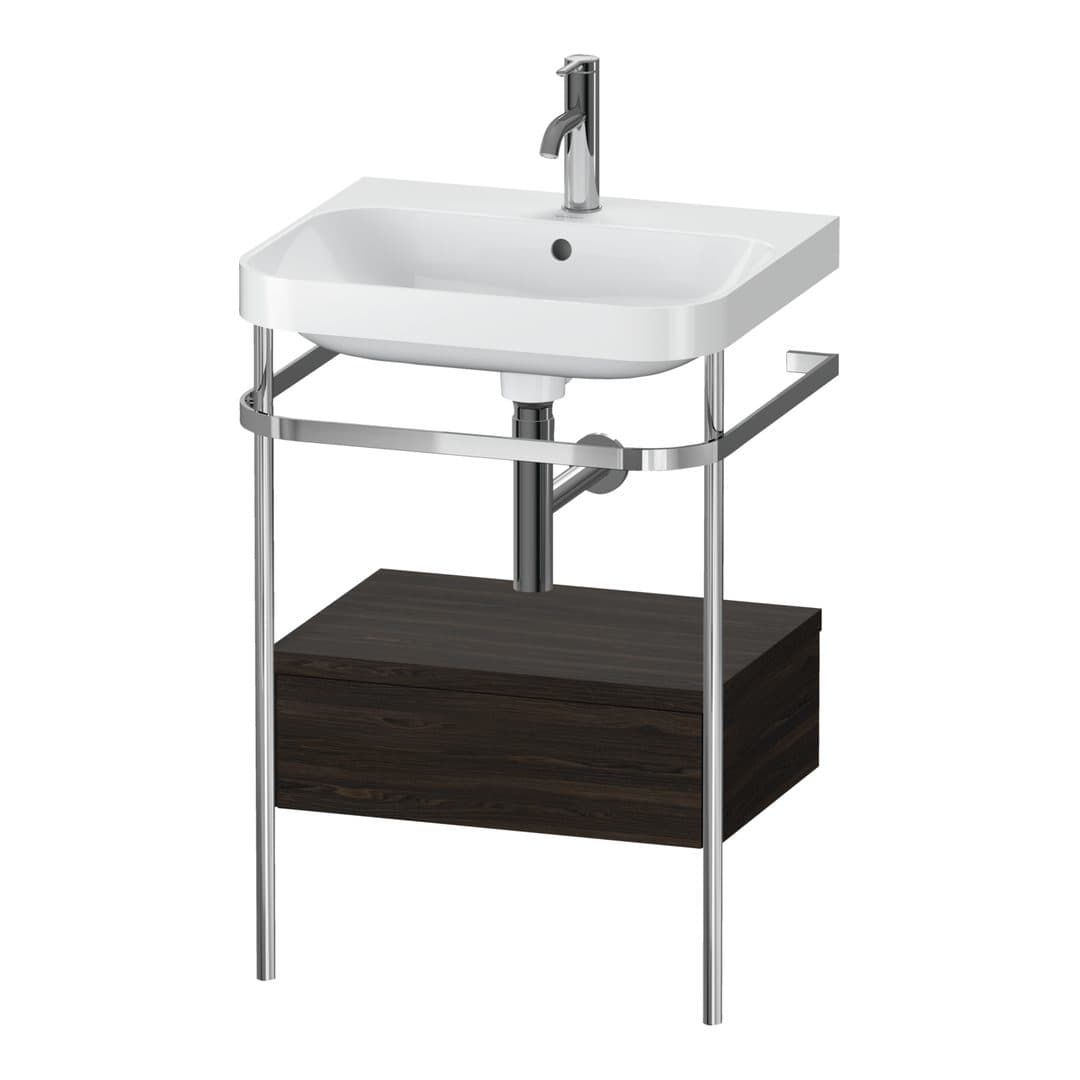 Duravit Happy D.2 – Βάση Νιπτήρα – 575 mm, με νιπτήρα, με συρτάρι, 1 συρτάρι, νιπτήρας κέντρο, έκδοση O, μοντέλο HP4840 – Brushed walnut Matt, Real wood veneer (HP4840O6969)