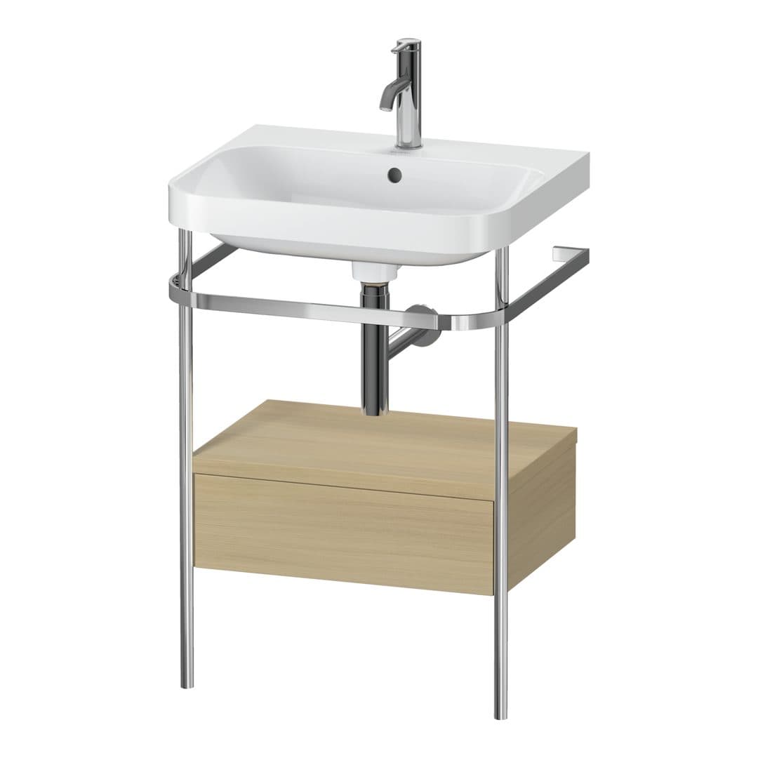 Duravit Happy D.2 – Βάση Νιπτήρα – 575 mm, με νιπτήρα, με συρτάρι, 1 συρτάρι, νιπτήρας κέντρο, έκδοση O, μοντέλο HP4840 – Mediterranean oak Matt, Real wood veneer (HP4840O7171)