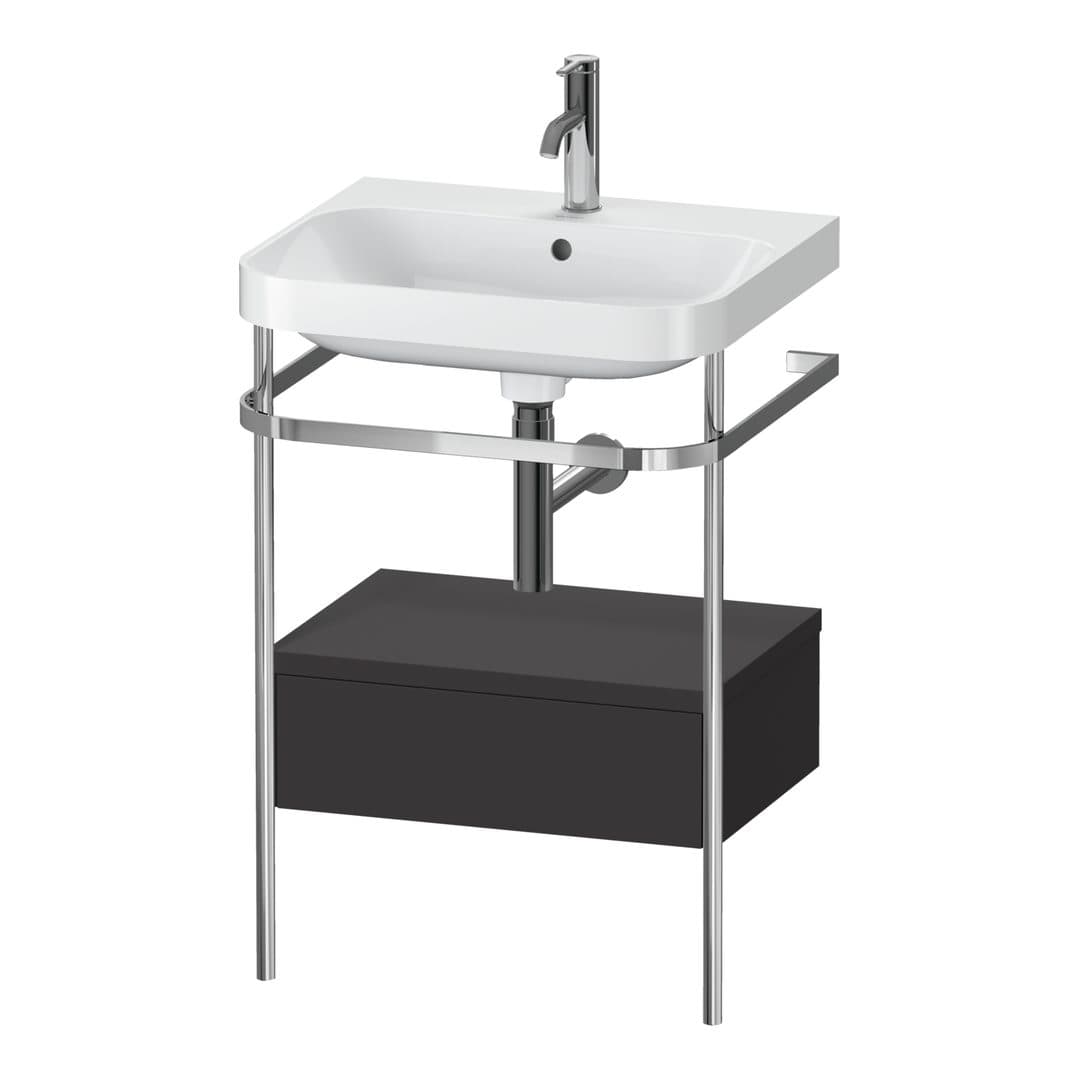 Duravit Happy D.2 – Βάση Νιπτήρα – 575 mm, με νιπτήρα, με συρτάρι, 1 συρτάρι, νιπτήρας κέντρο, έκδοση O, μοντέλο HP4840 – Graphite Super Matt, Decor (HP4840O8080)