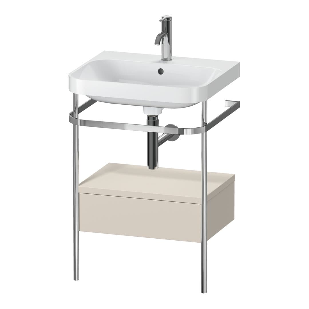 Duravit Happy D.2 – Βάση Νιπτήρα – 575 mm, με νιπτήρα, με συρτάρι, 1 συρτάρι, νιπτήρας κέντρο, έκδοση O, μοντέλο HP4840 – Taupe Super Matt, Decor (HP4840O8383)