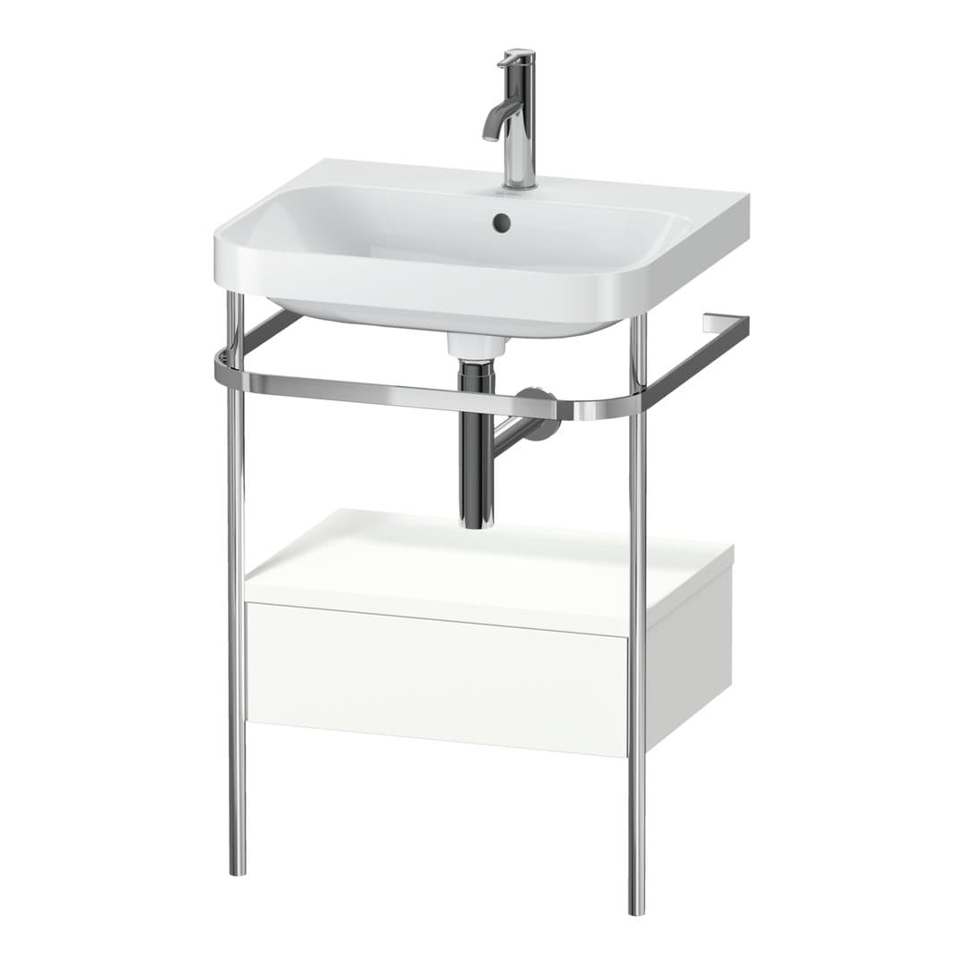 Duravit Happy D.2 – Βάση Νιπτήρα – 575 mm, με νιπτήρα, με συρτάρι, 1 συρτάρι, νιπτήρας κέντρο, έκδοση O, μοντέλο HP4840 – White Super Matt, Decor (HP4840O8484)